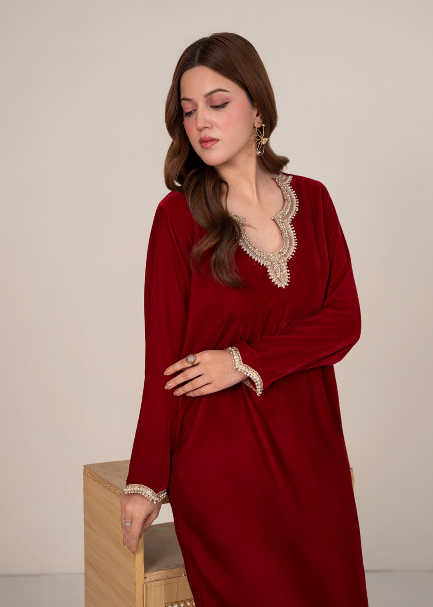 chinese micro velvet 9000 Co Ord Sets in Scarlet