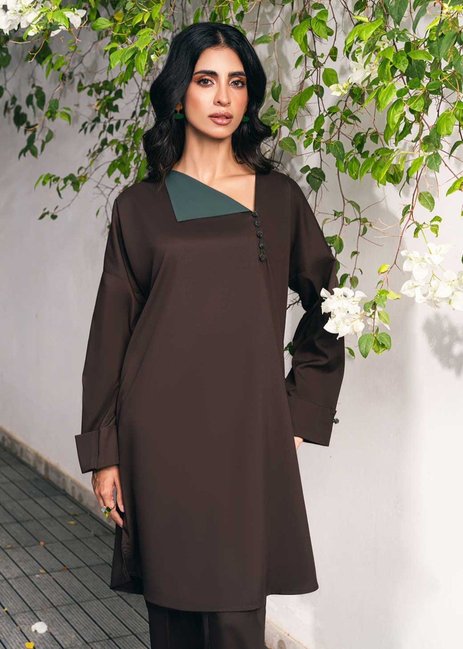 blended satin Co ord Sets in Dark brown