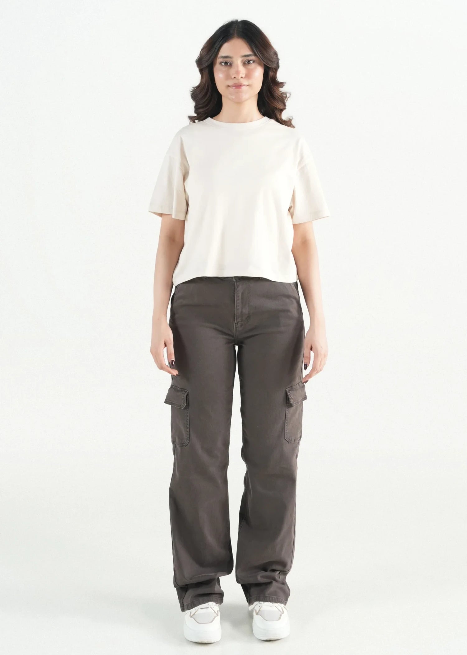 stretch denim Pants in Dark brown