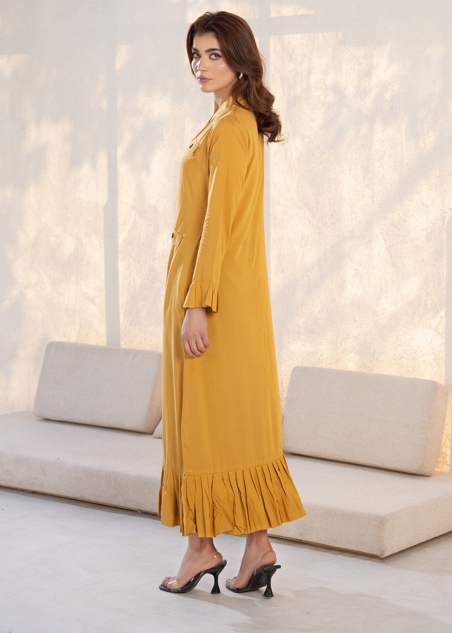linen Dress in Mustard