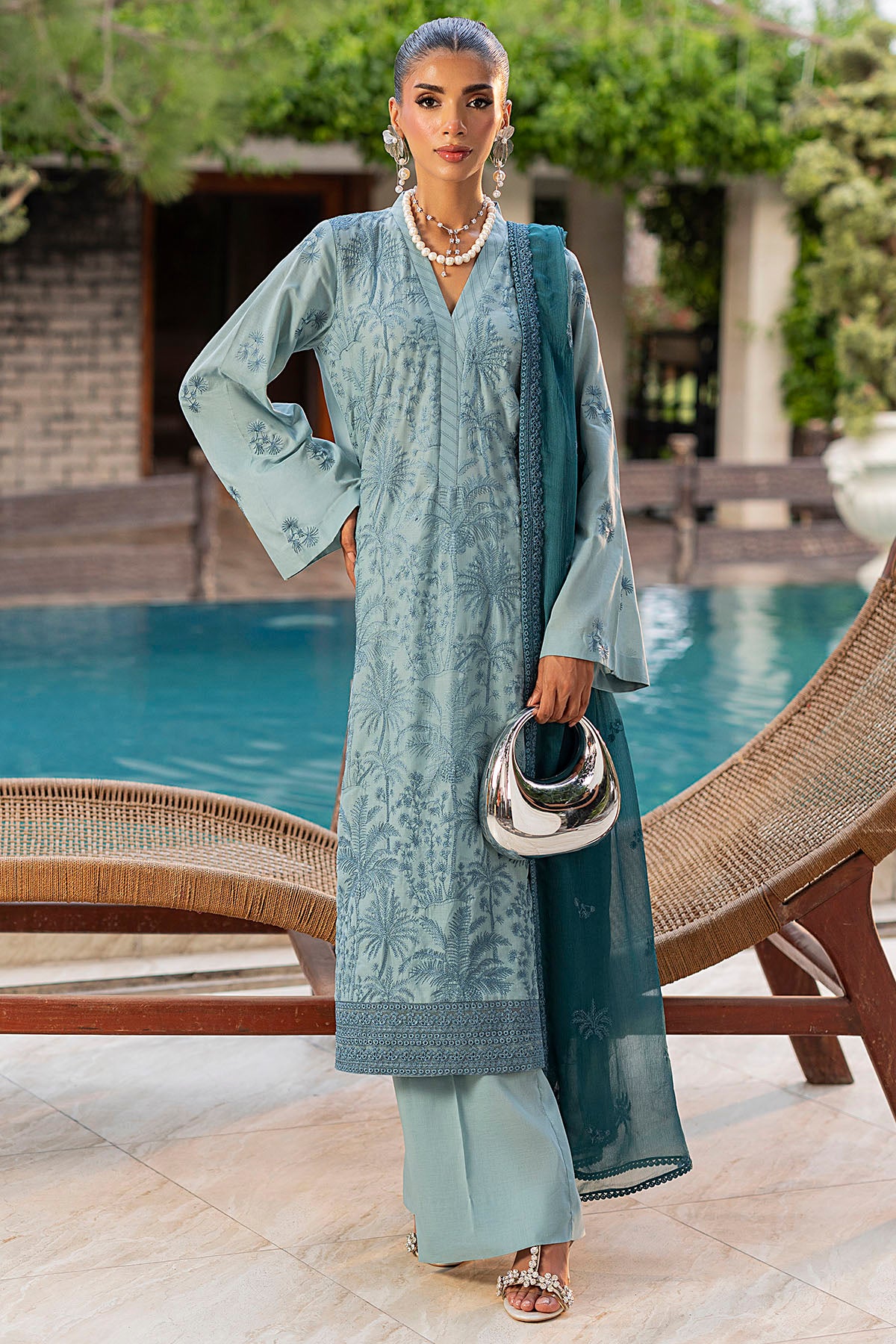 lawn Unstitched in Light blue