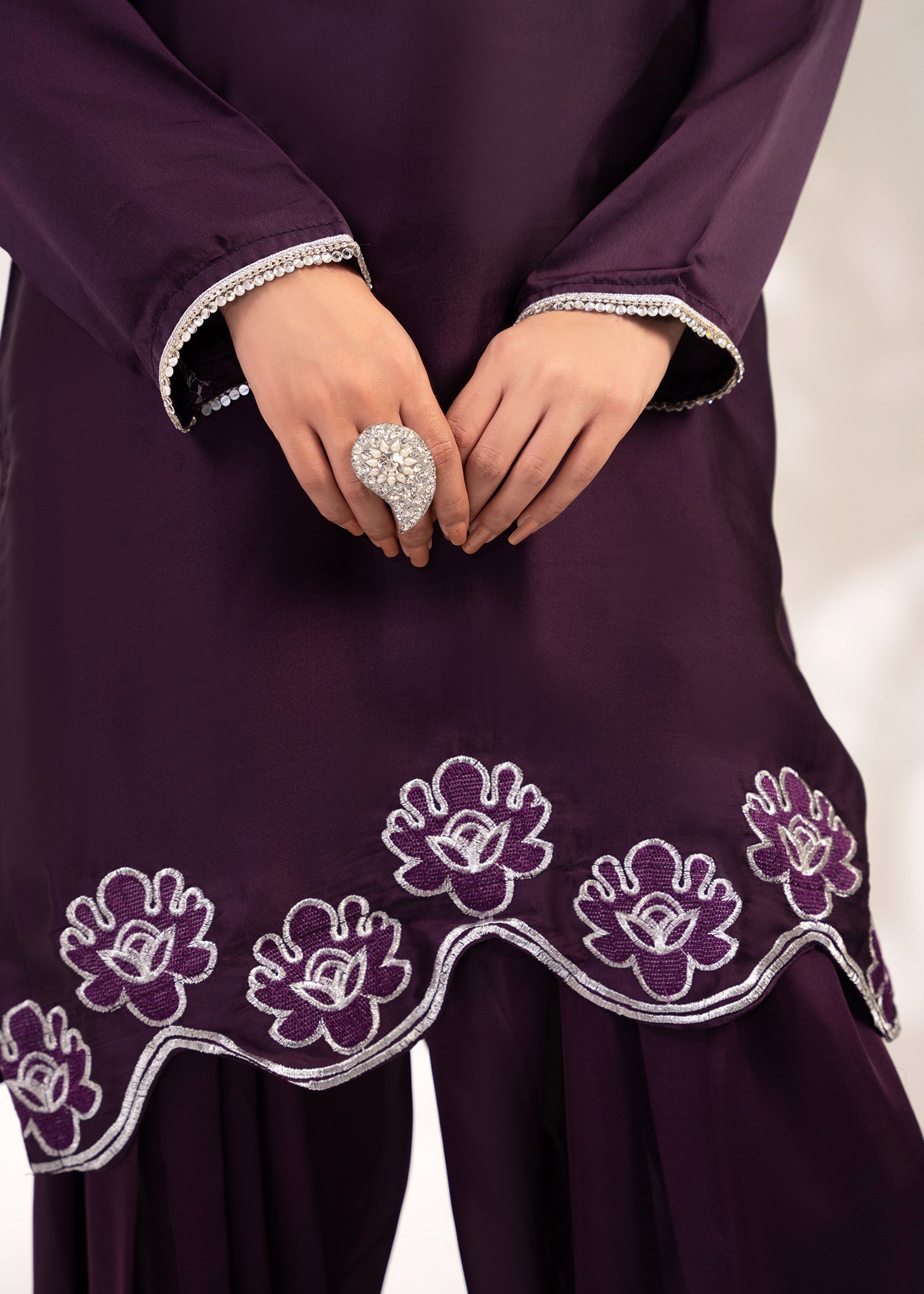 silk Kurta Set in Plum