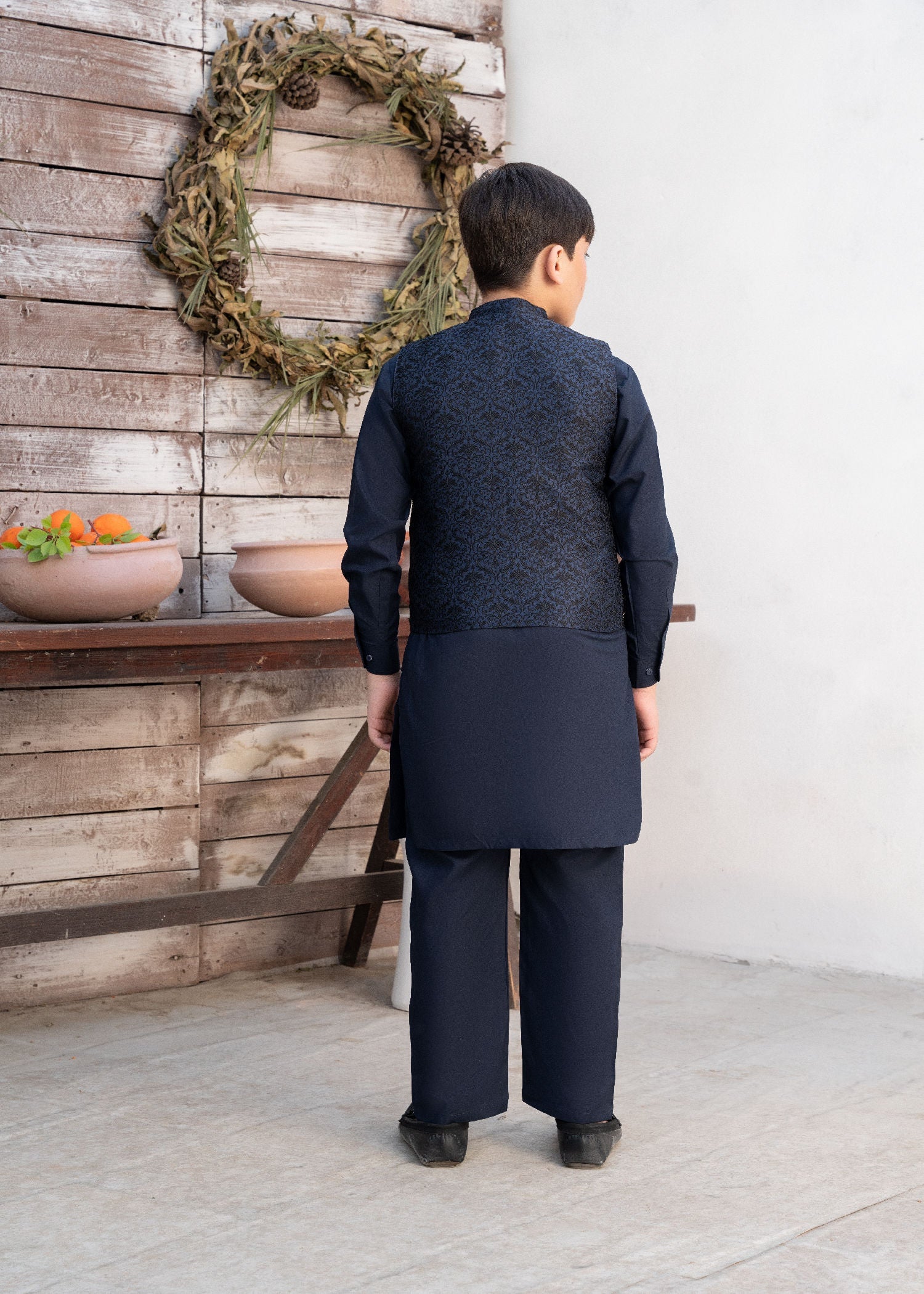 jamawar Waistcoat in Navy blue