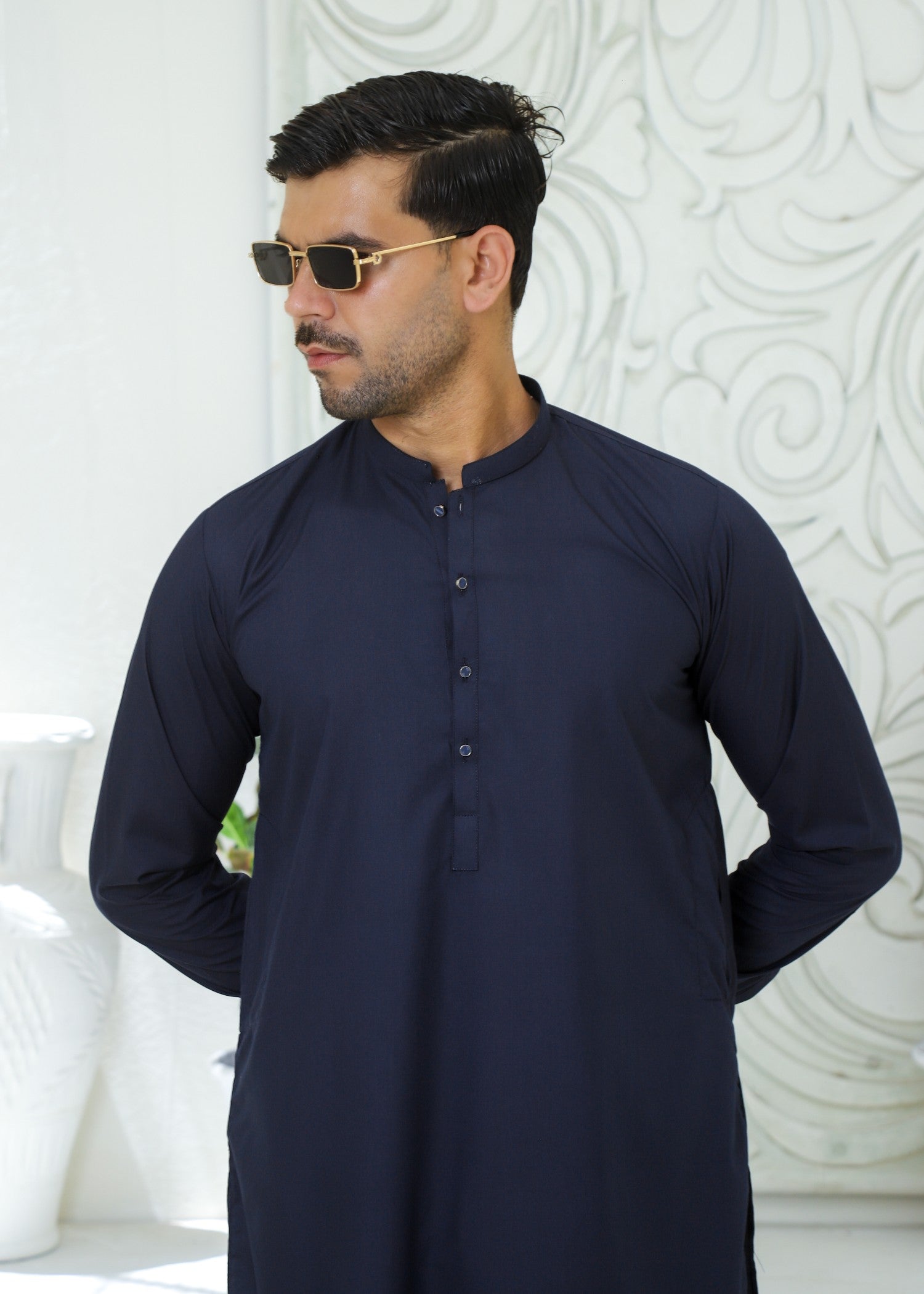 wash & wear Kurta Set in Aegean blue