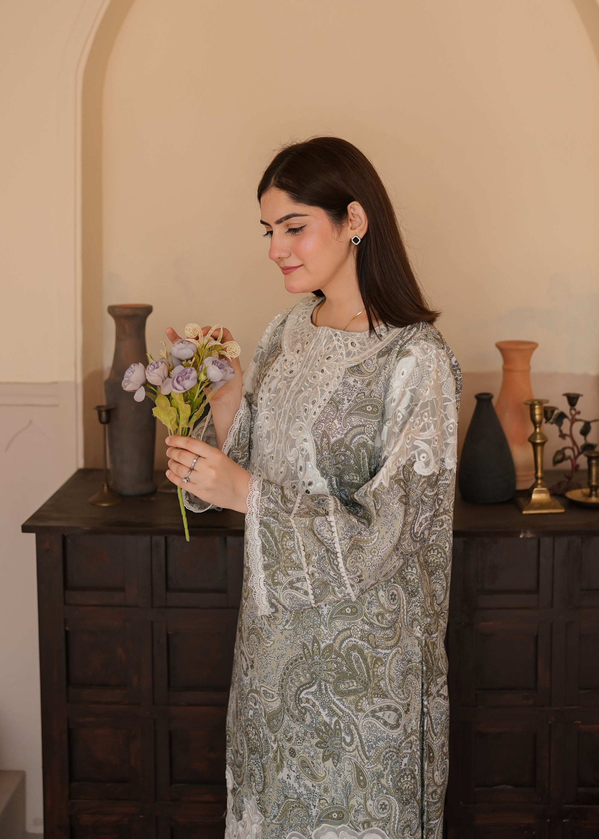 poly lawn Co Ord Sets in Sage green