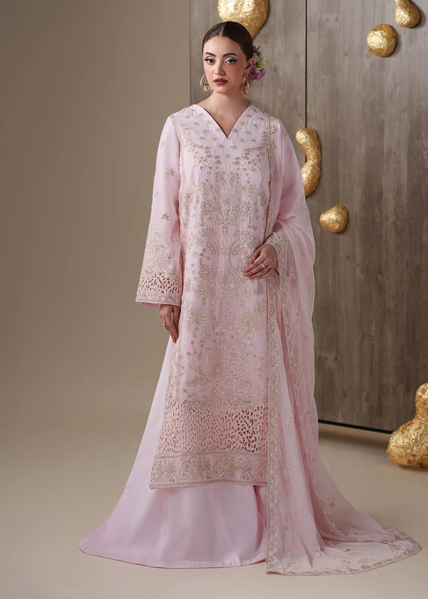 chiffon Unstitched in Blush pink, pastel pink