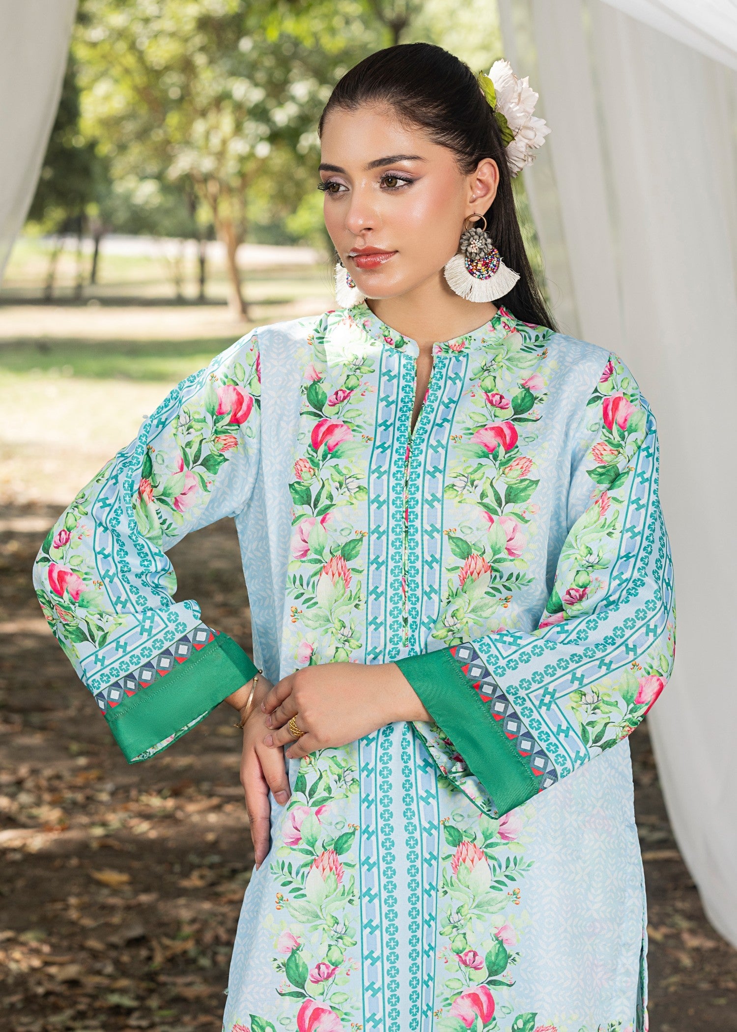 cotton silk Co ord Sets in Sky blue