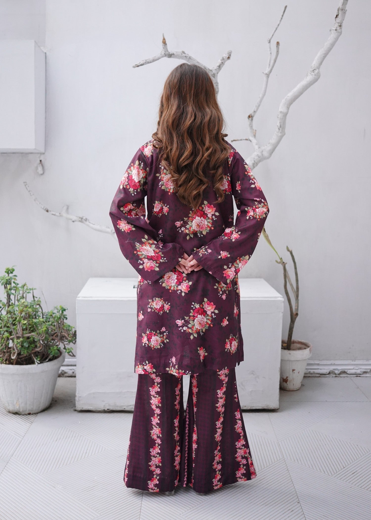 slub khaddar Co Ord Sets in Plum