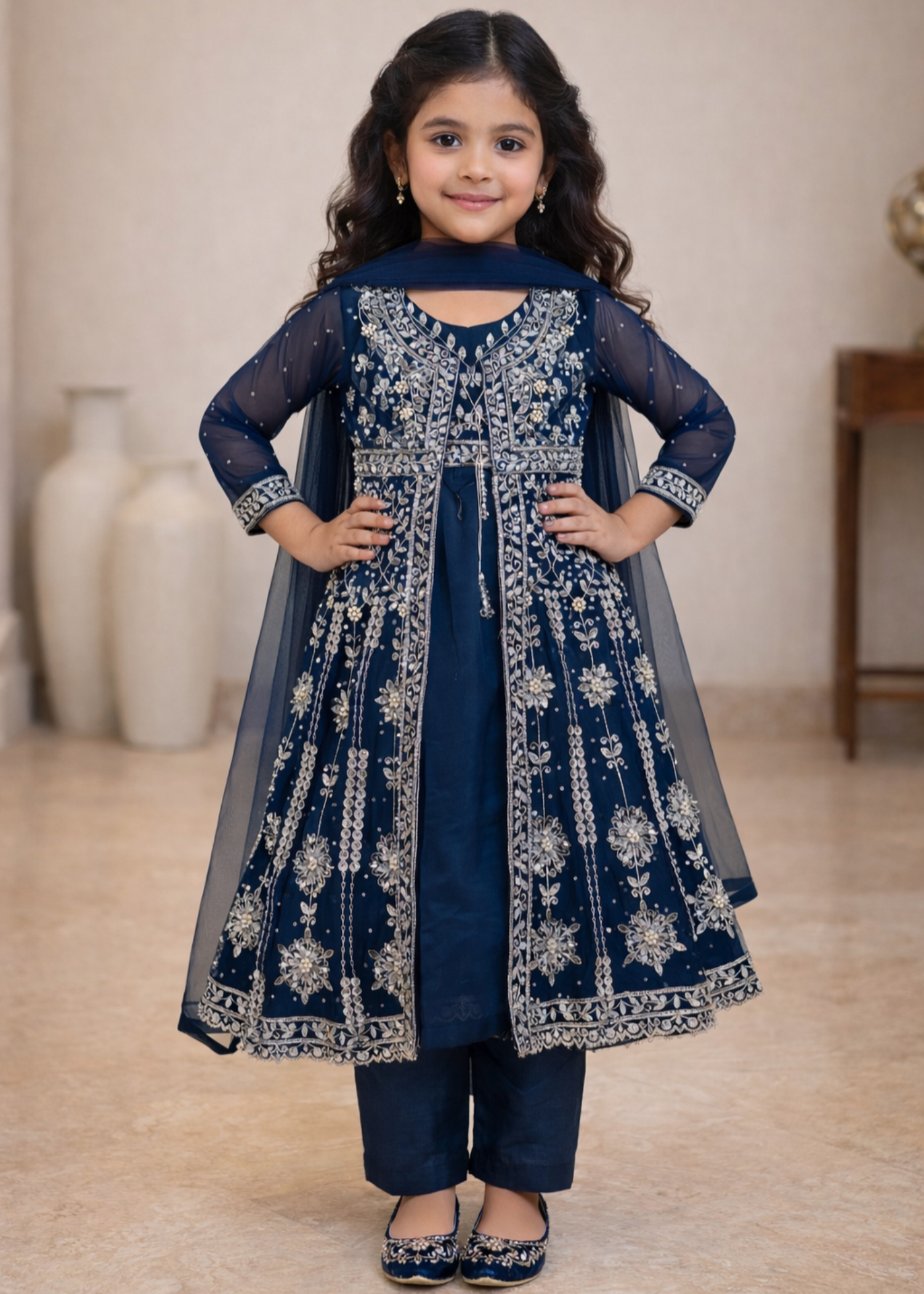 net Gown in Midnight blue