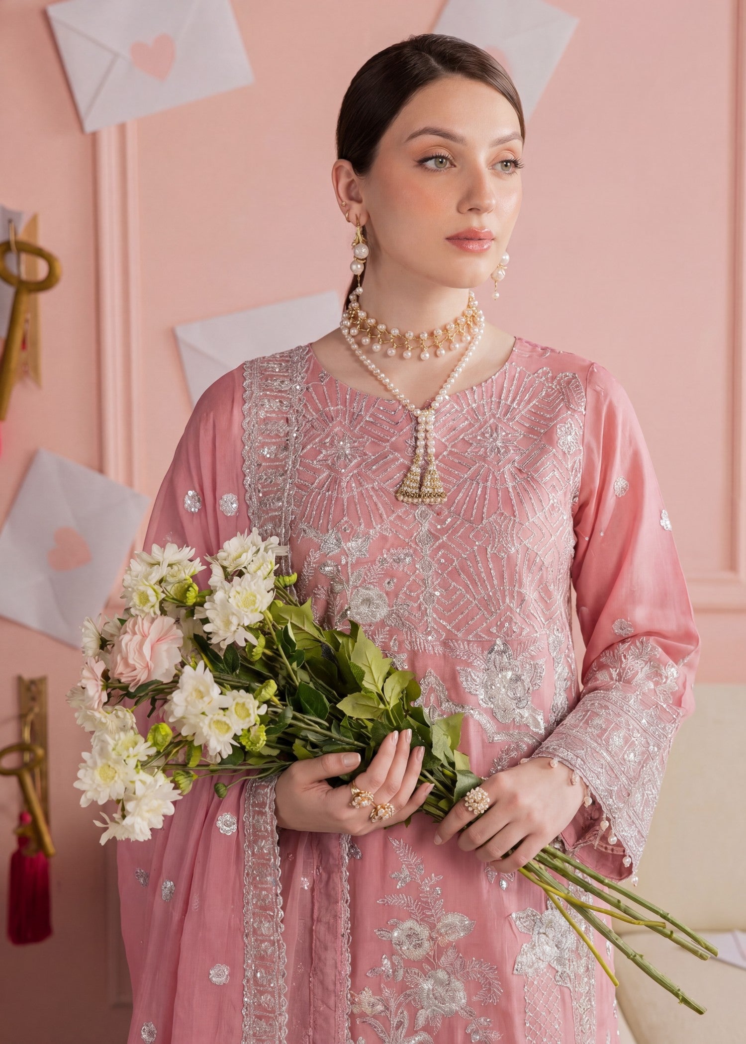 chiffon Kurta Set in Pink