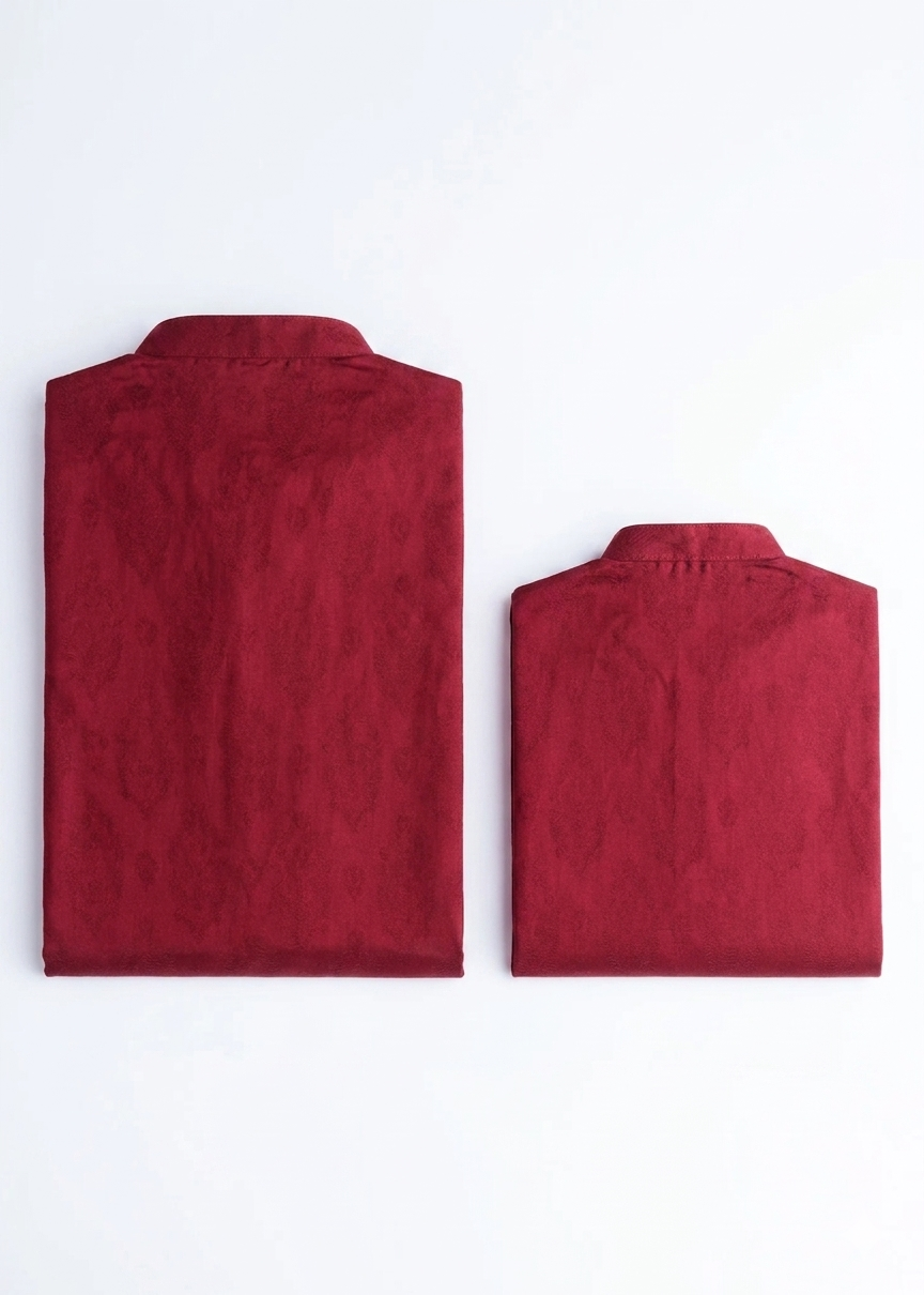 self jacquard Kurta in Maroon