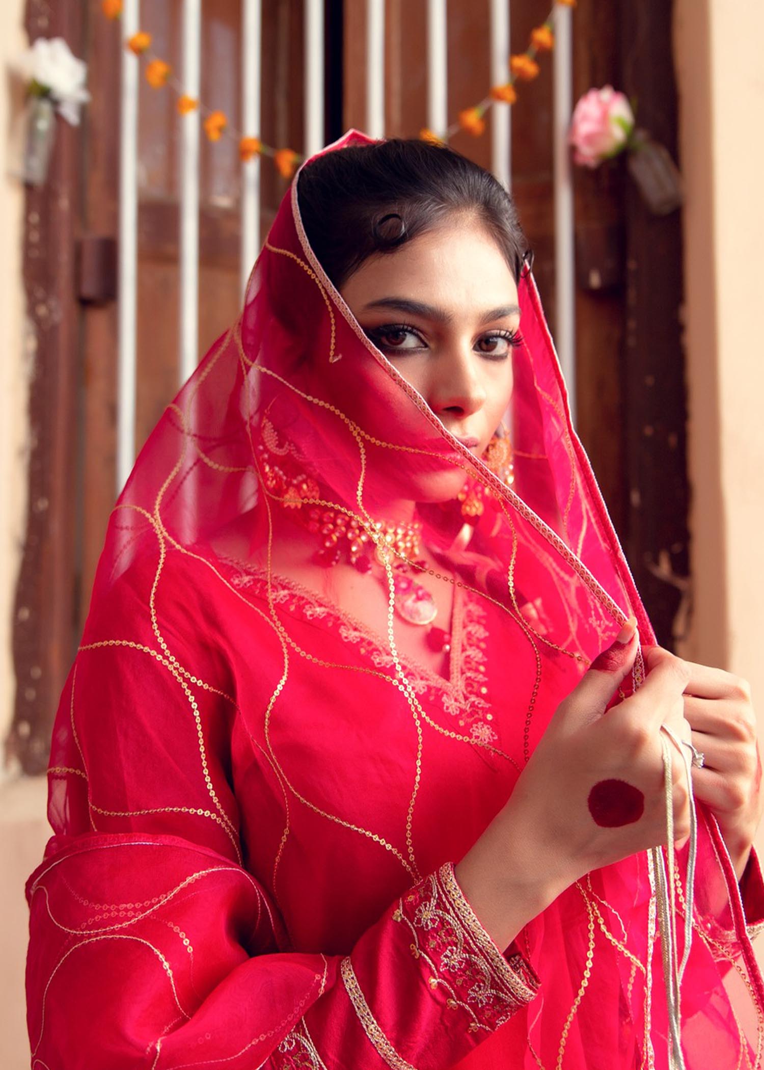 cotton silk Gharara in Hot pink