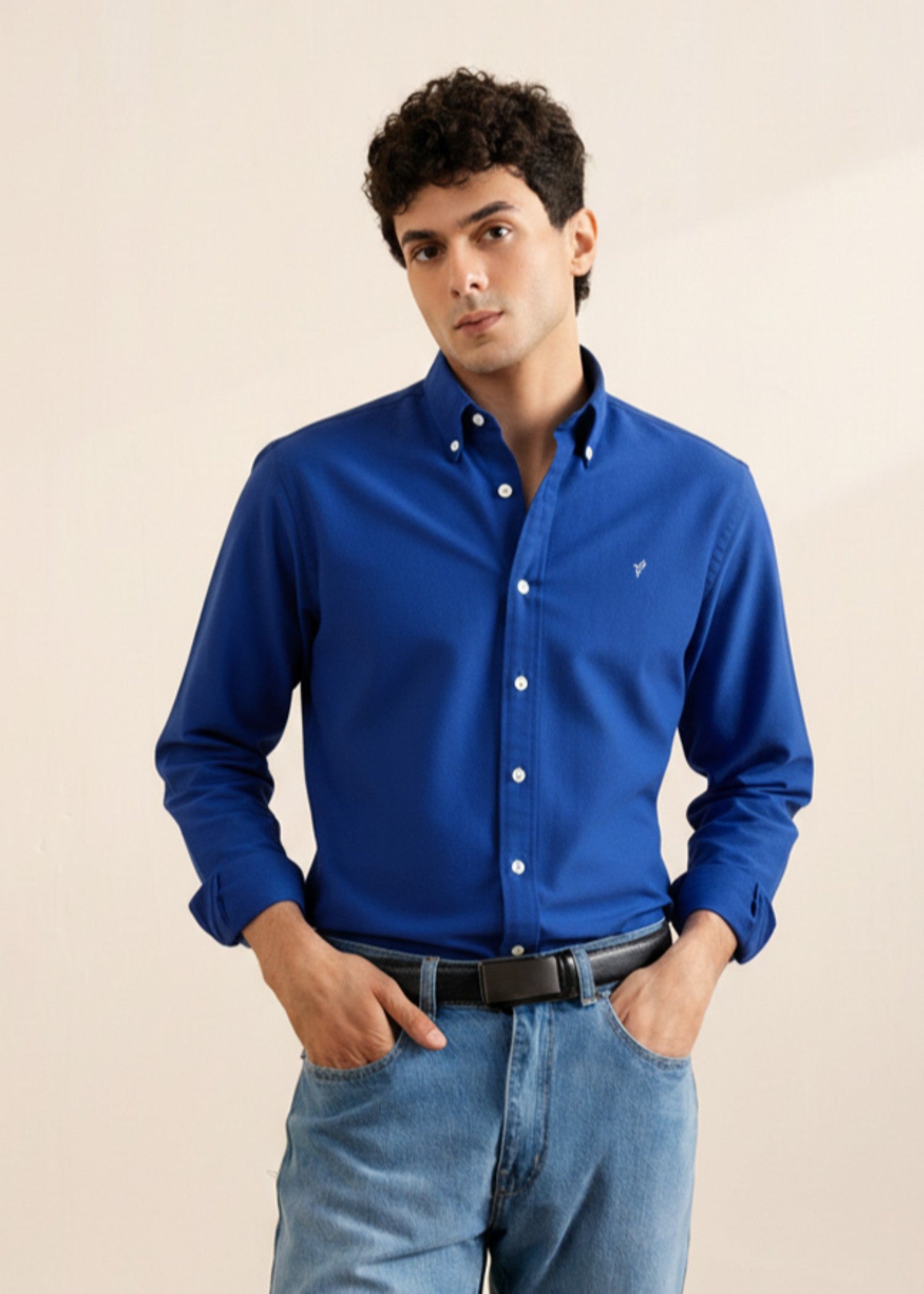 cotton Casual Shirt in Dark blue