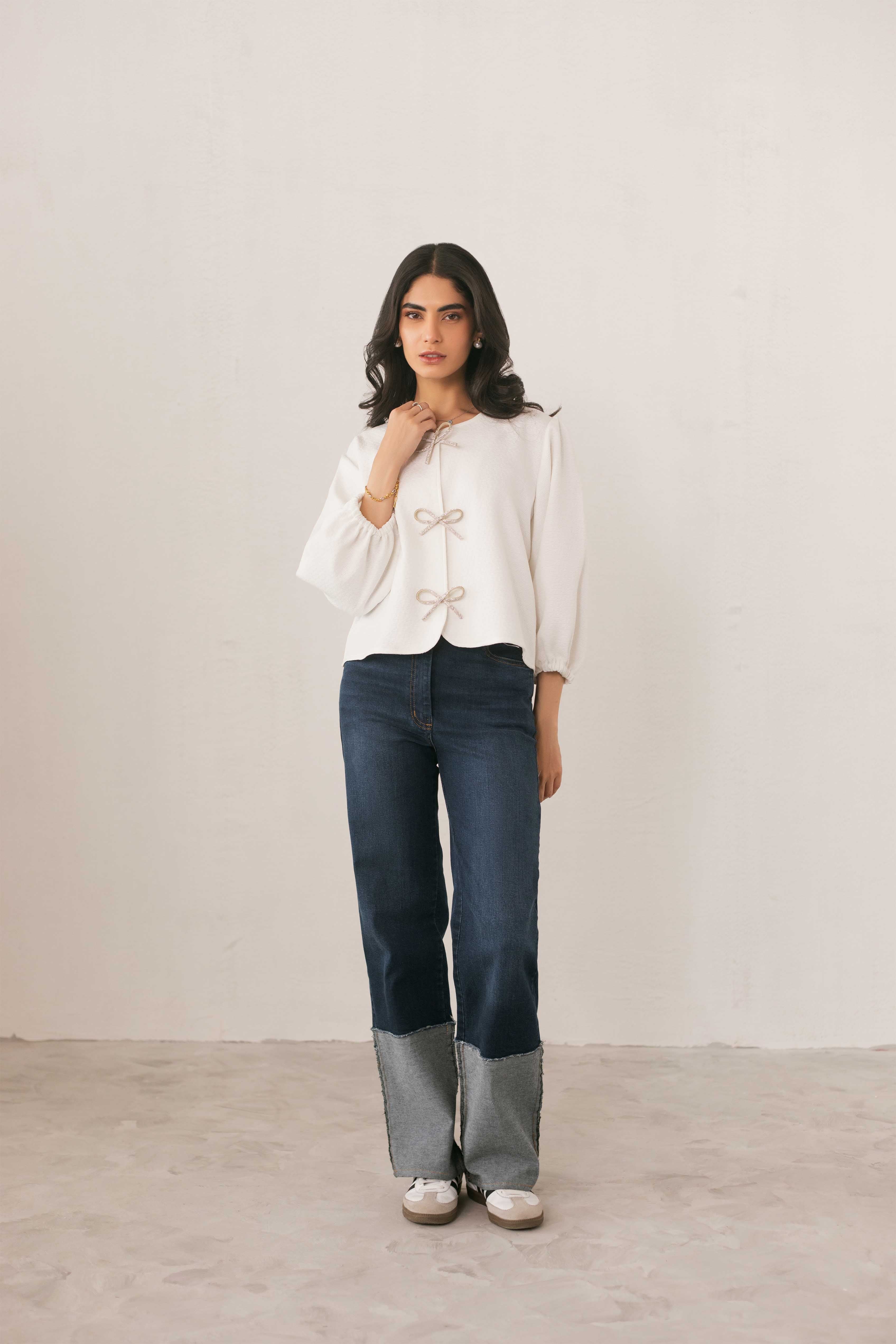 satin polyester Top in Cream