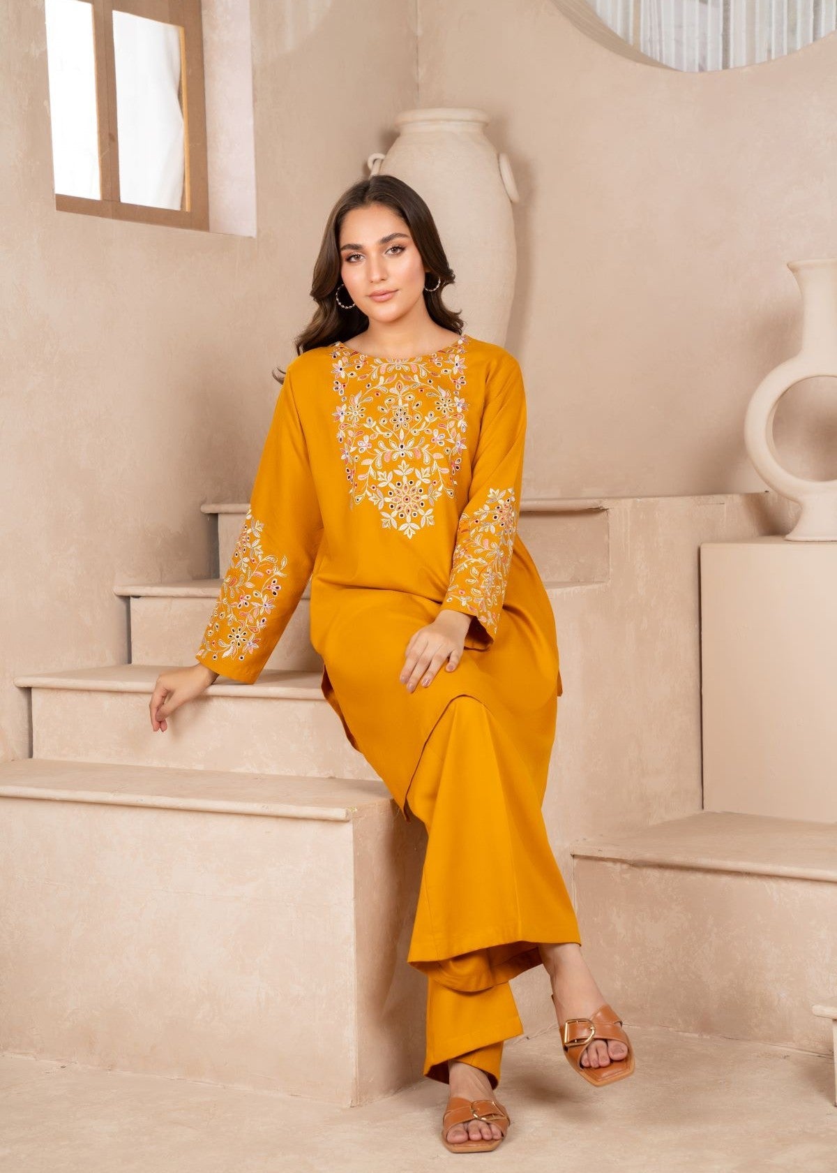 karandi Kurta Set in Mustard