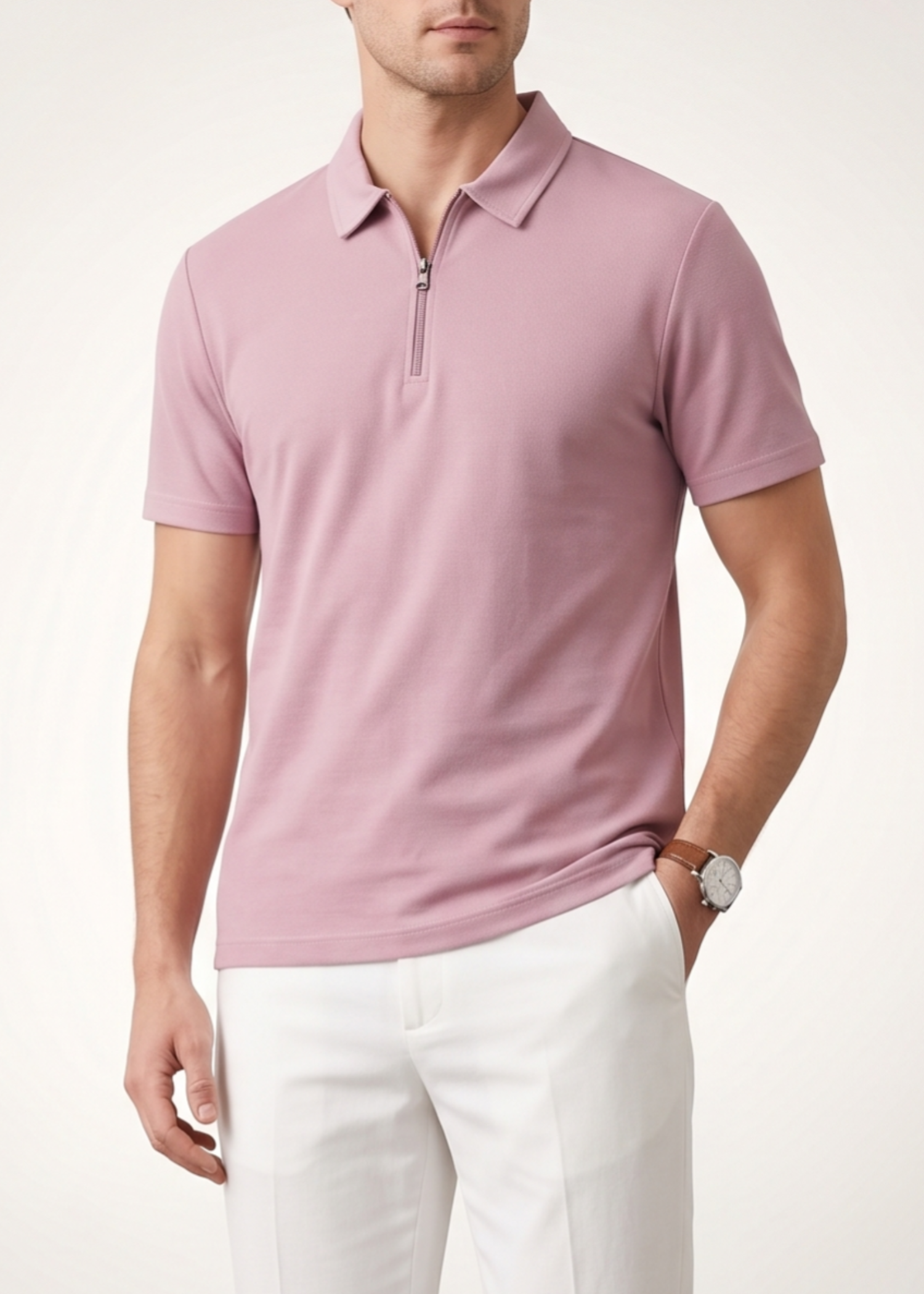 cotton pique Polo Shirt in Light pink