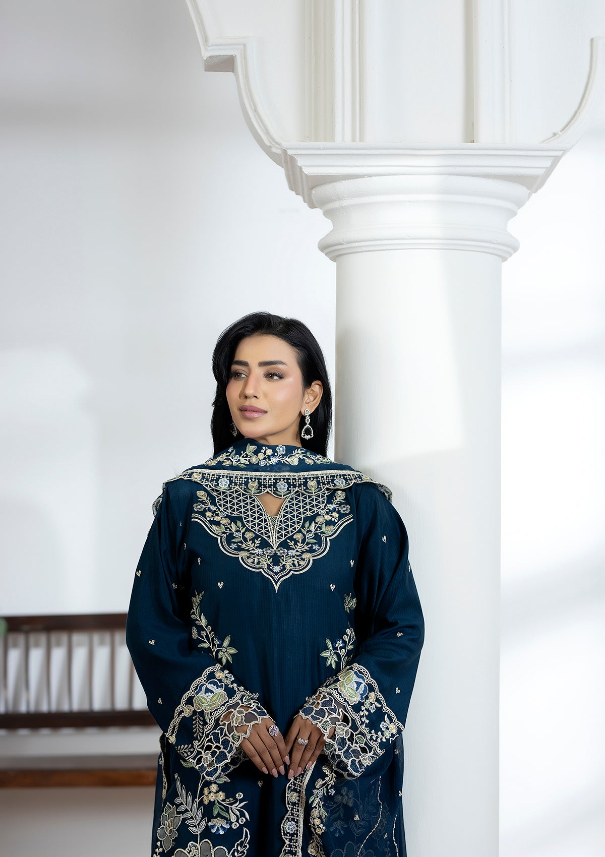 viscose Kurta Set in Navy blue