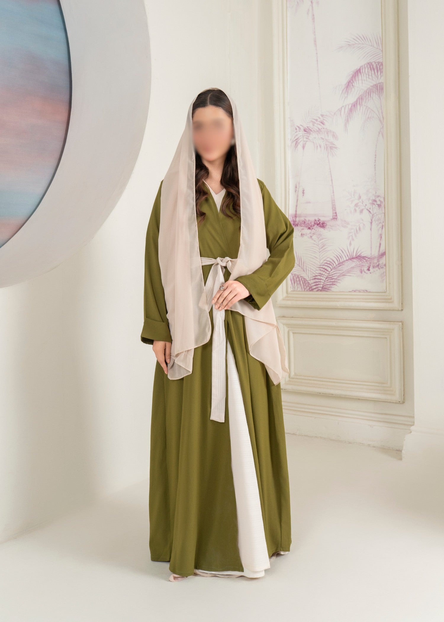 georgette Abaya in Sage green