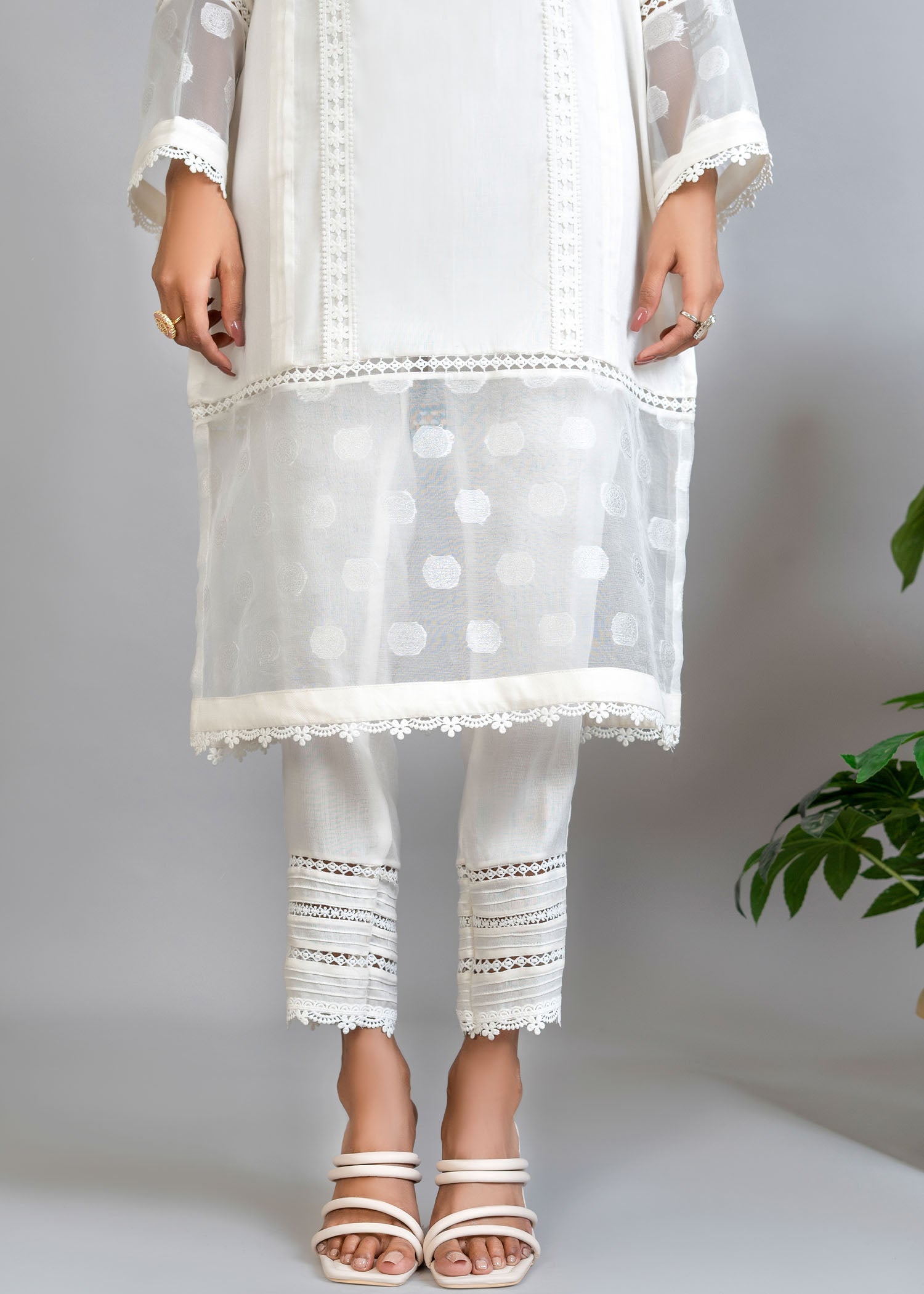 cotton Kurta Set in Pearl white