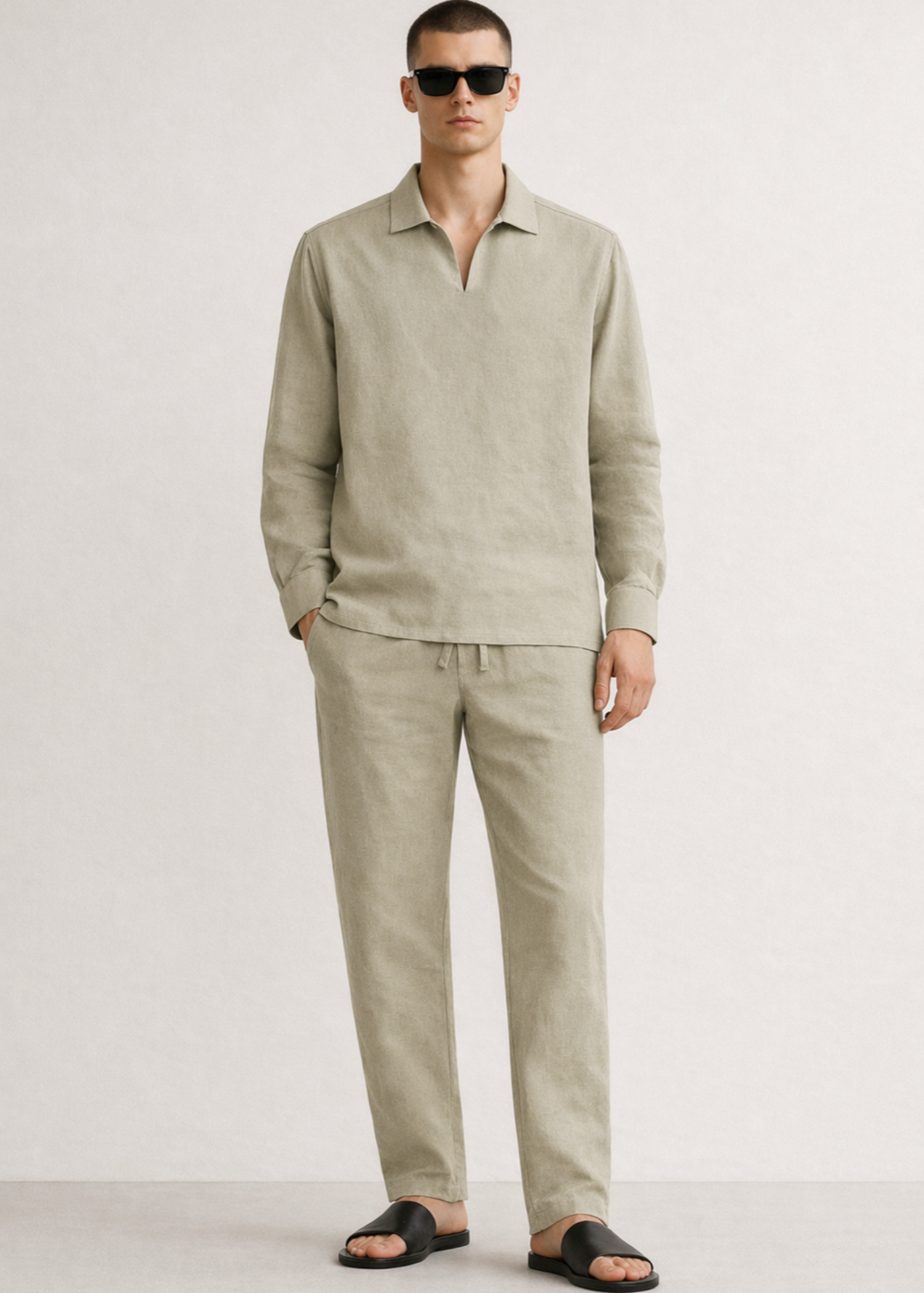 linen Casual Shirt in Ash grey