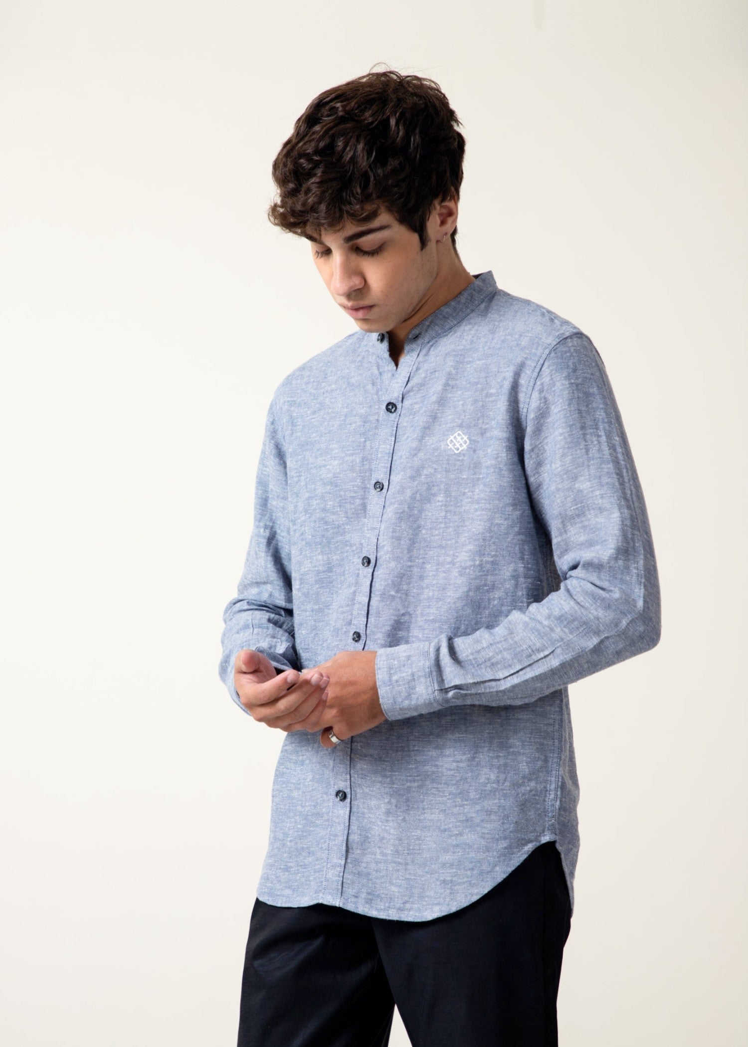 cotton Casual Shirt in Blue by Fabriano