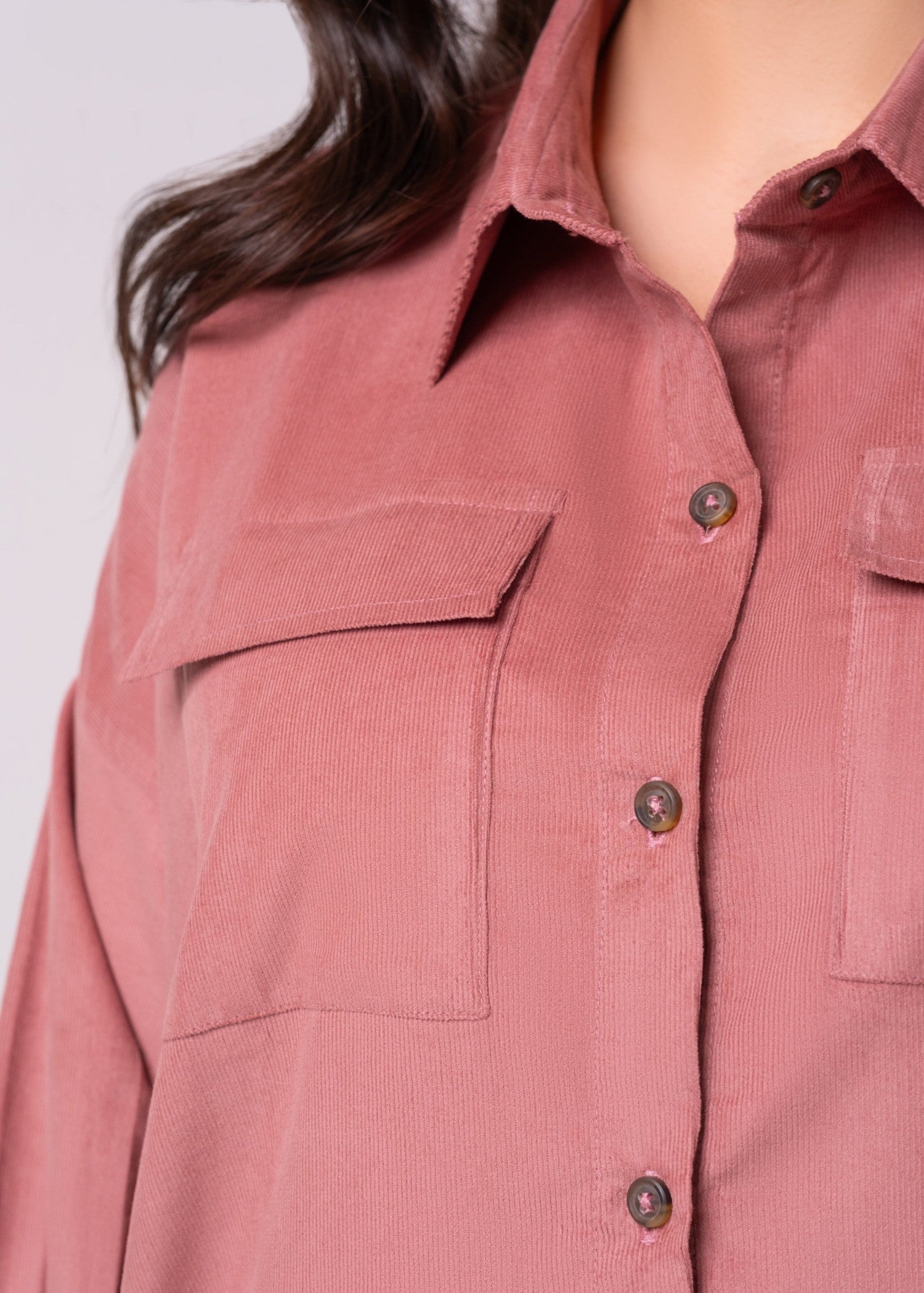 corduroy Top in Mauve pink