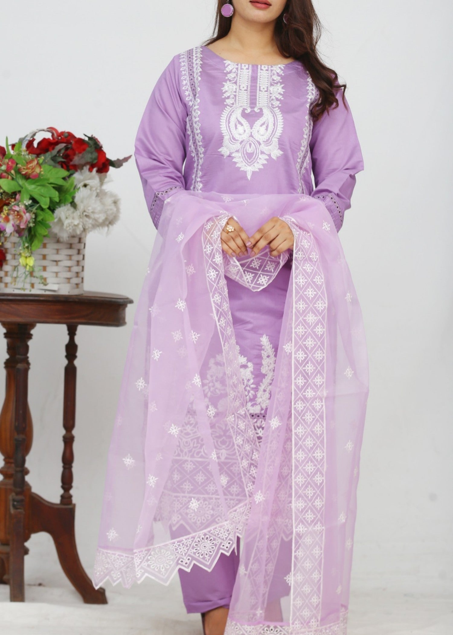 cotton Kurta Set in Wisteria