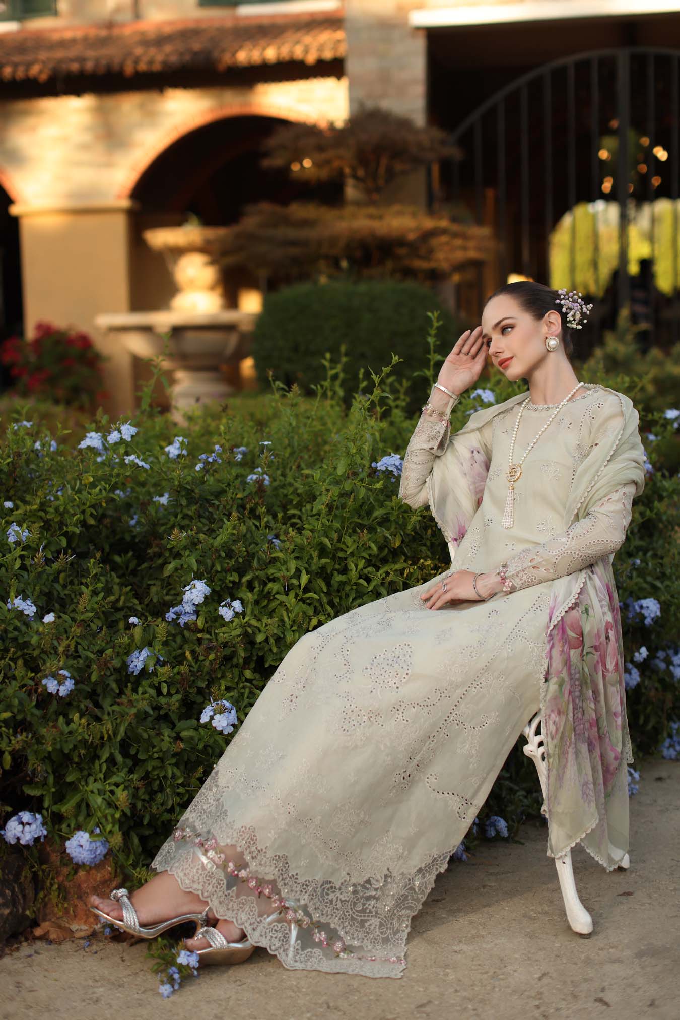 Luxury Eid Schiffli Laserkari Lawn – D2 - B - Aloura