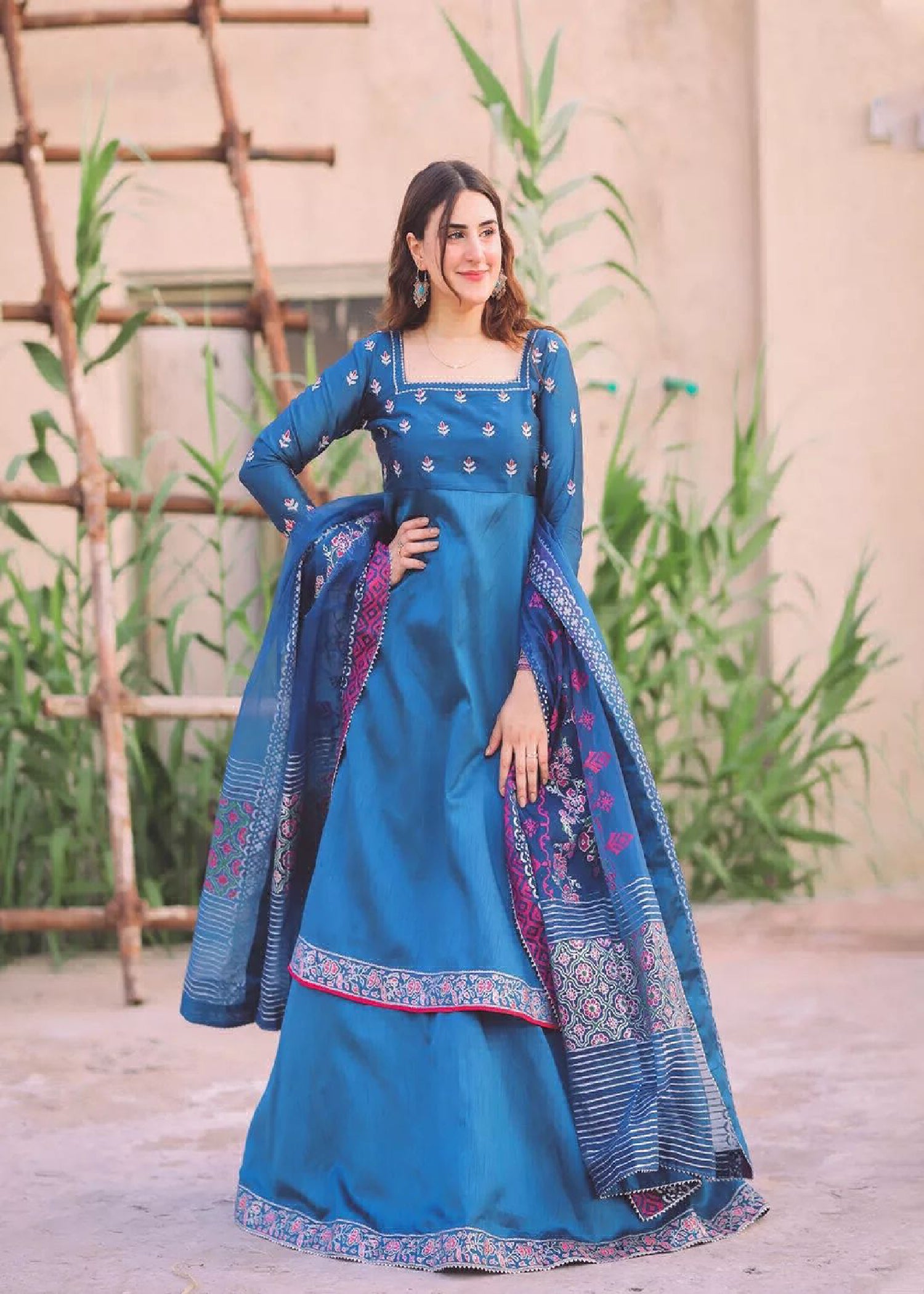 raw silk Lehenga in Blue