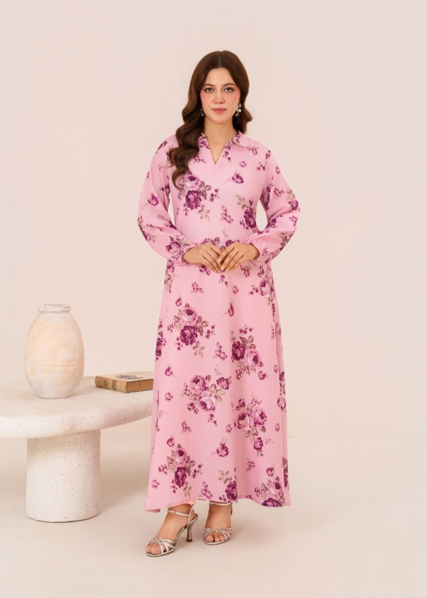 arabic lawn Maxi in Tea rose pink