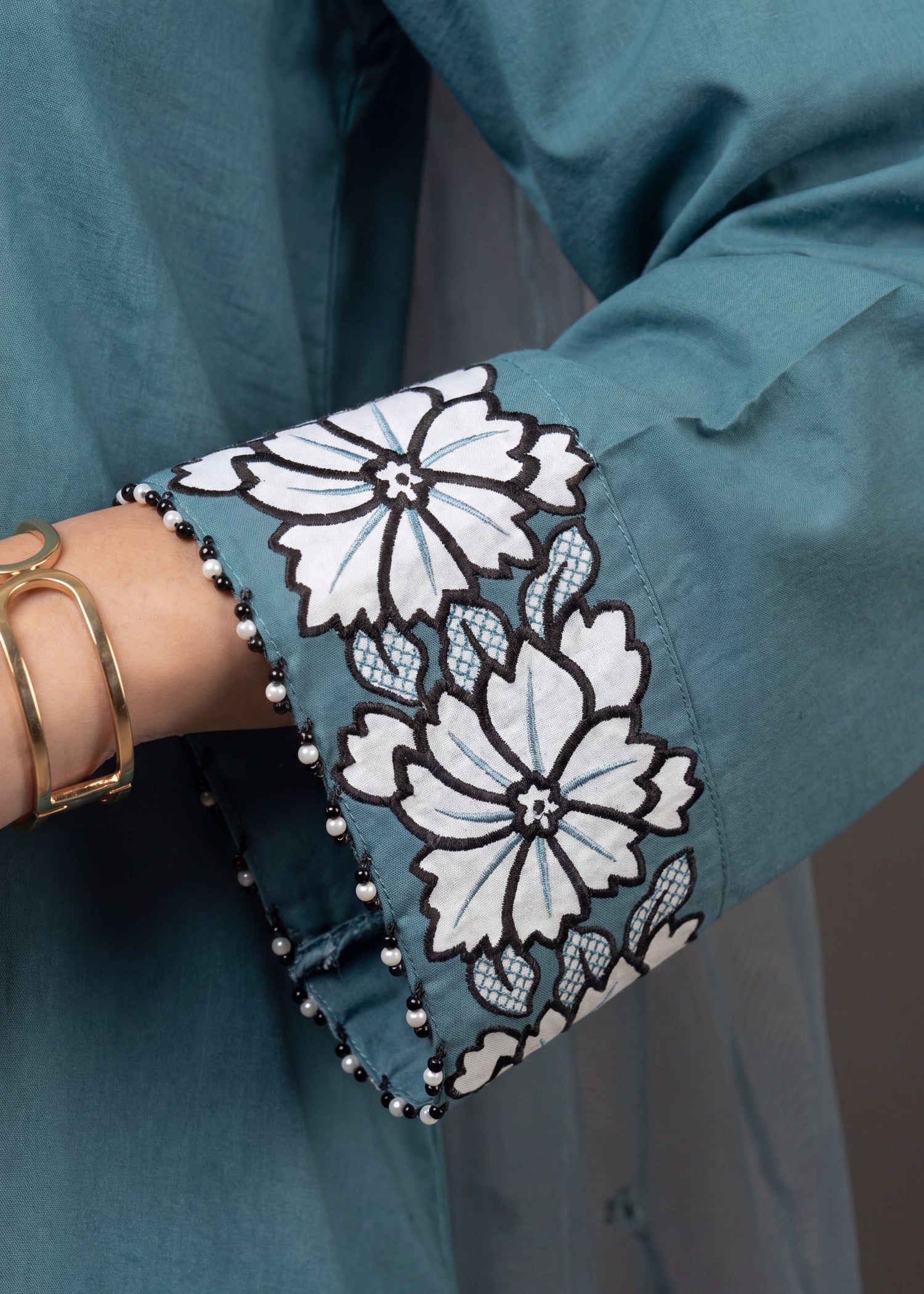 lawn Kurta Set in Pacific blue