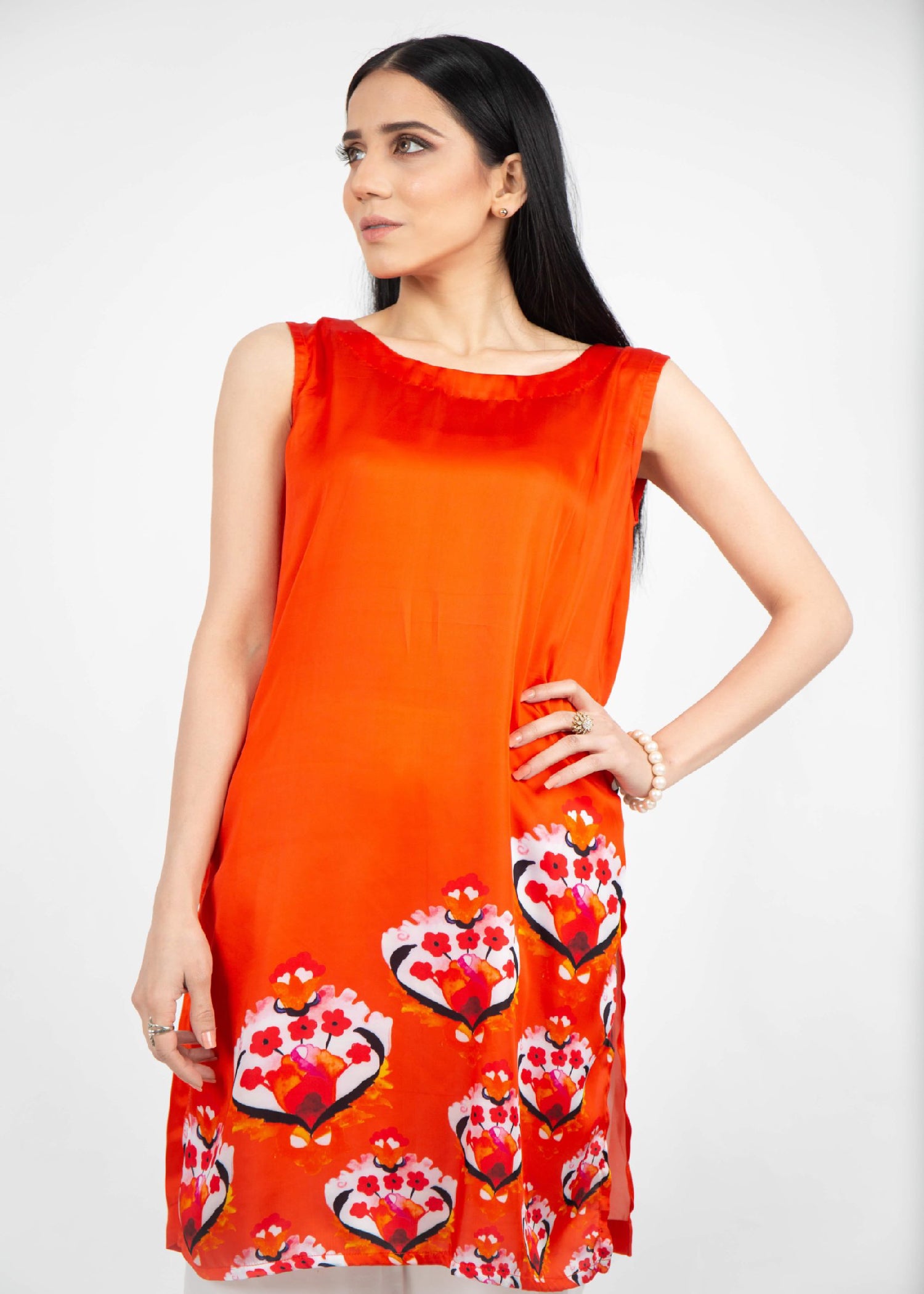 silk Kurta Set in Orange