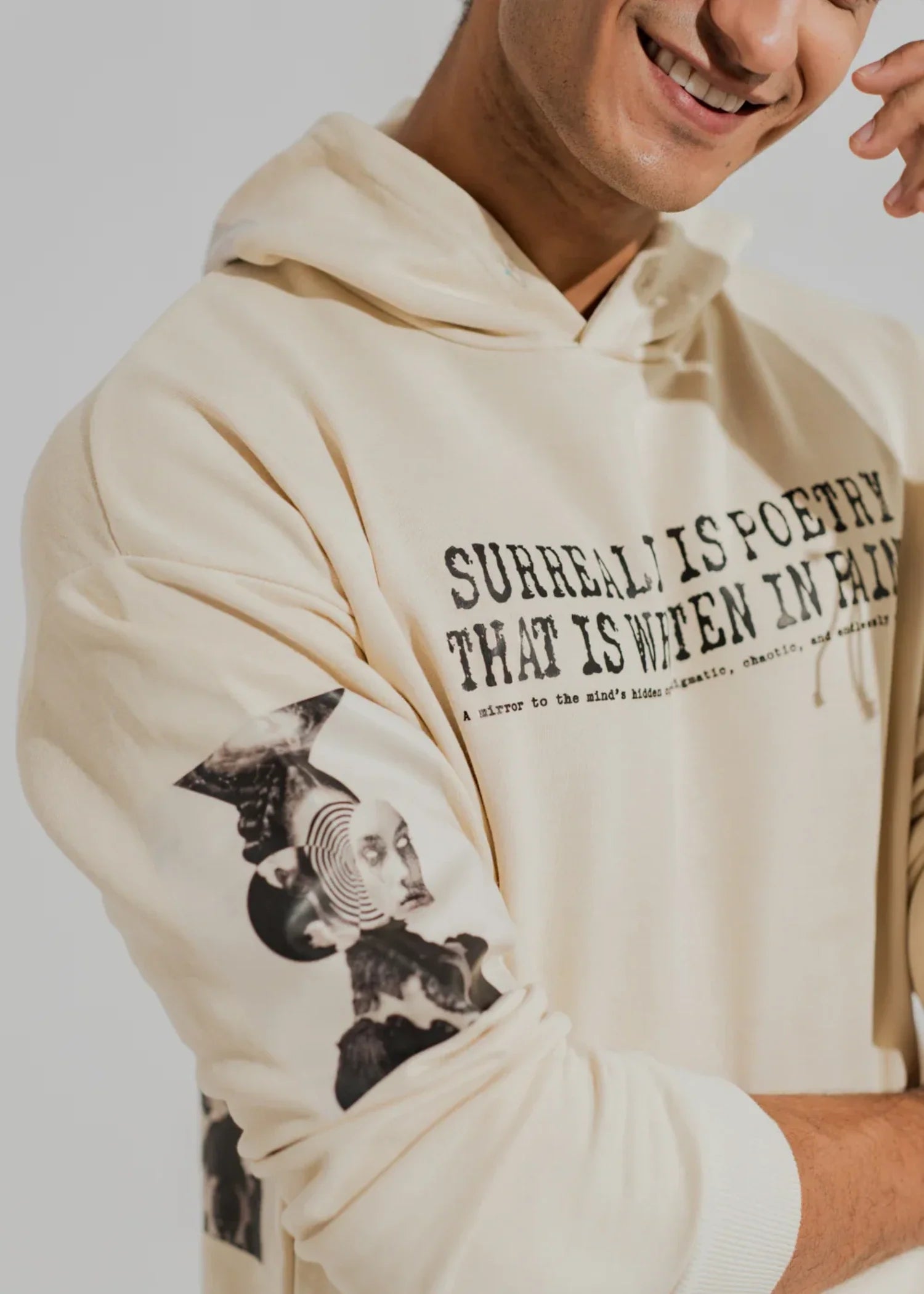 cotton Hoodie in Off-white