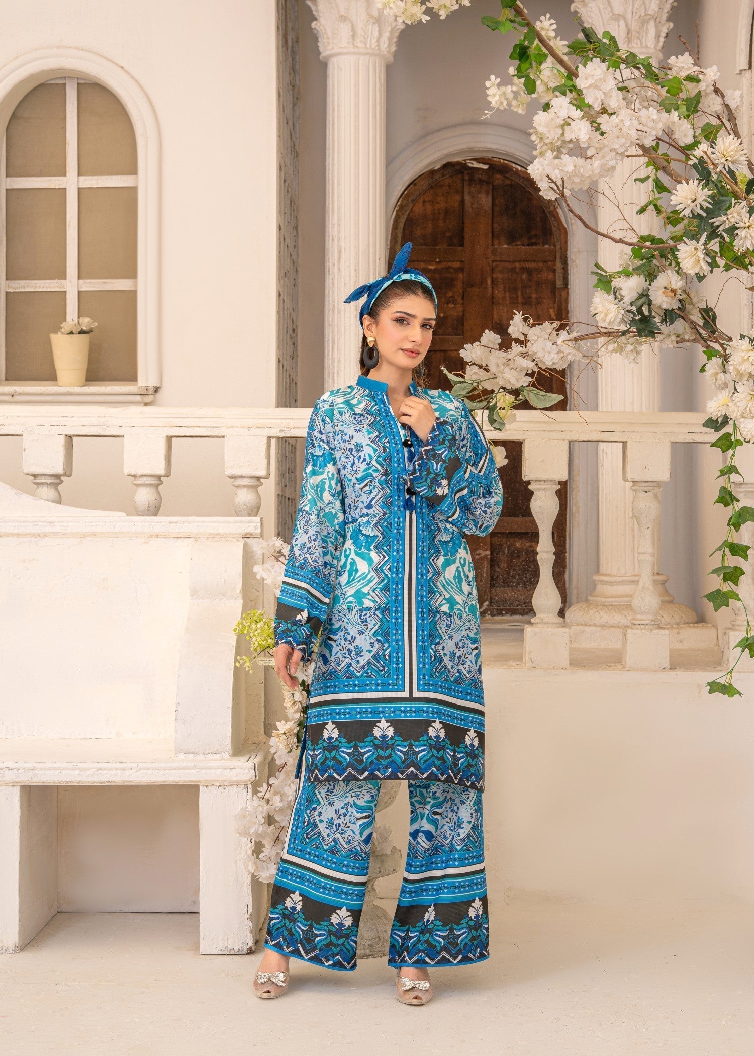 swiss lawn Co Ord Sets in Sky blue, blue