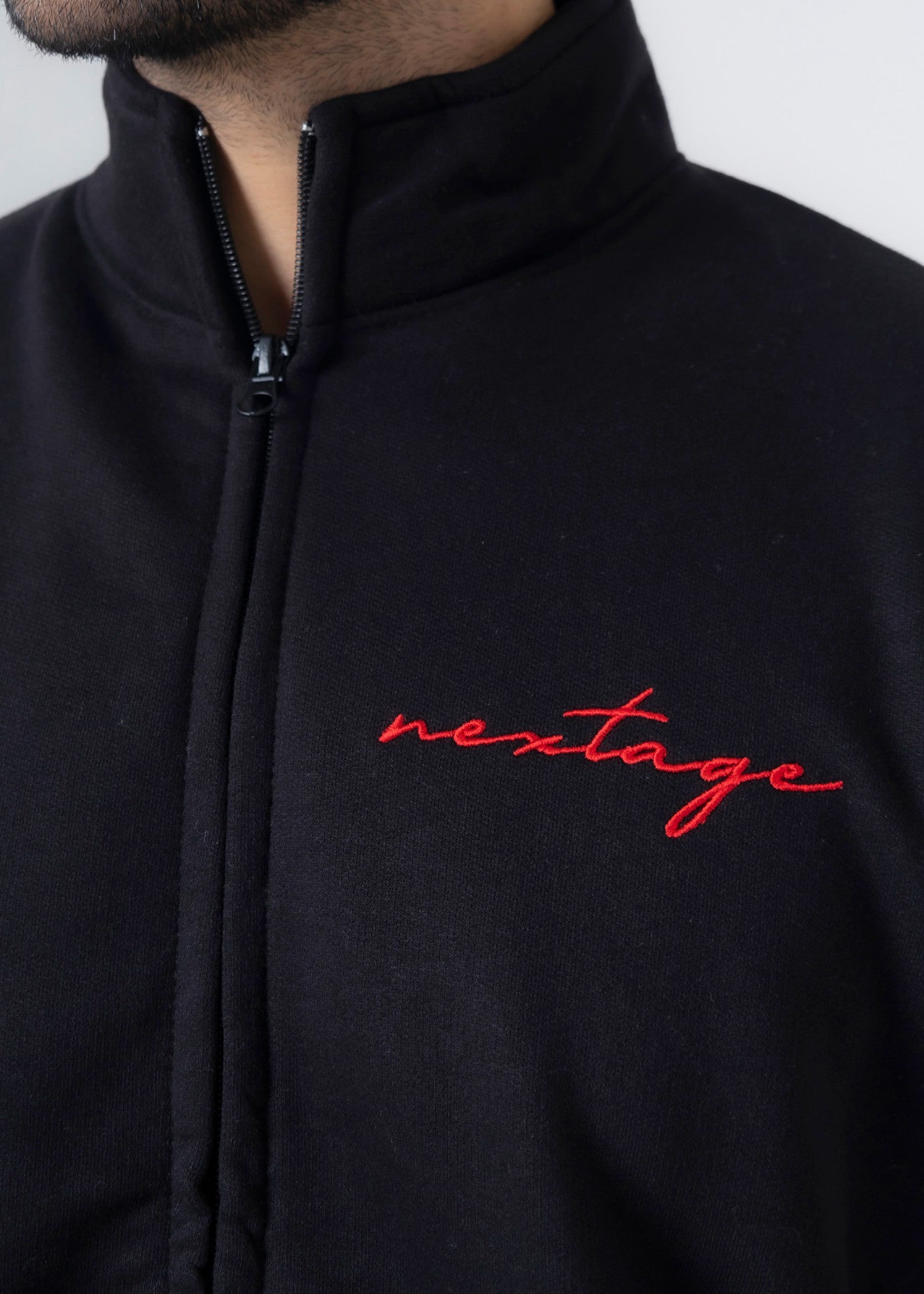 fleece Tracksuit in Black, red, white
