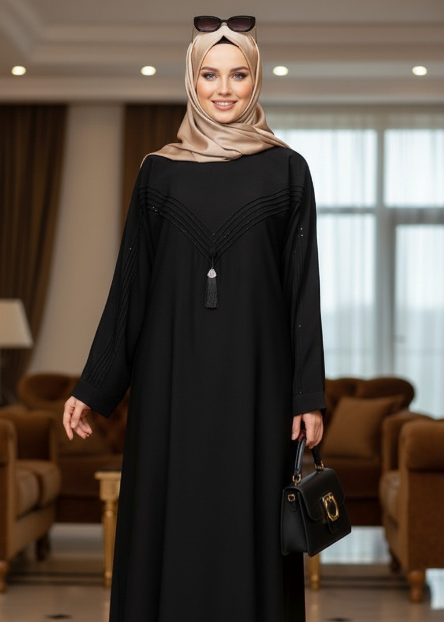 nidha Abaya in Black