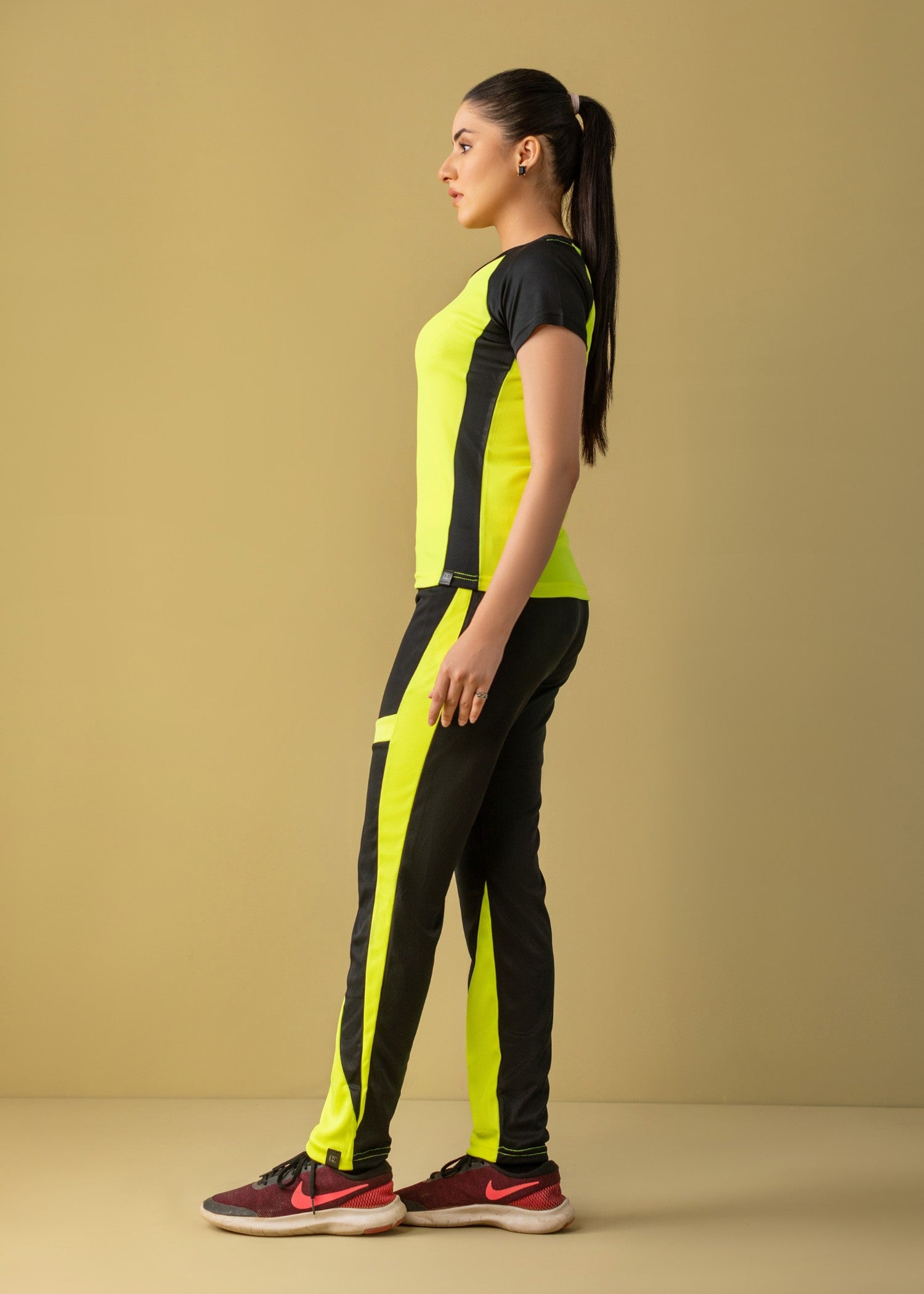 jersey knit Tracksuit in Black, acid yellow