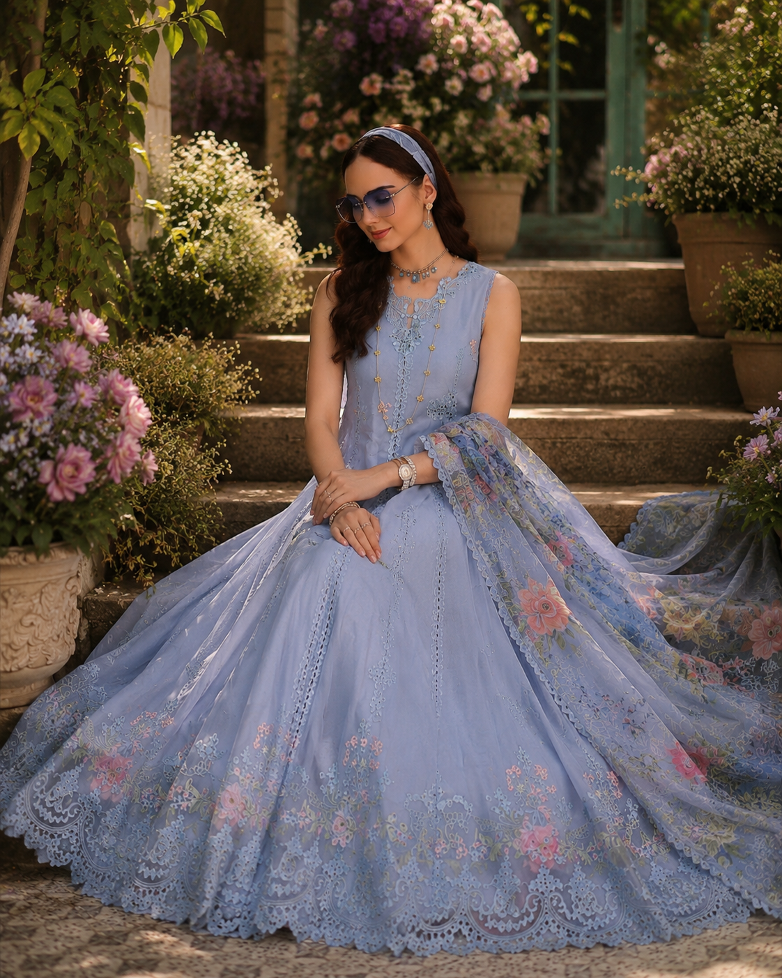 Noor Eid Printskhas Lawn – D1 – Frozen Mist