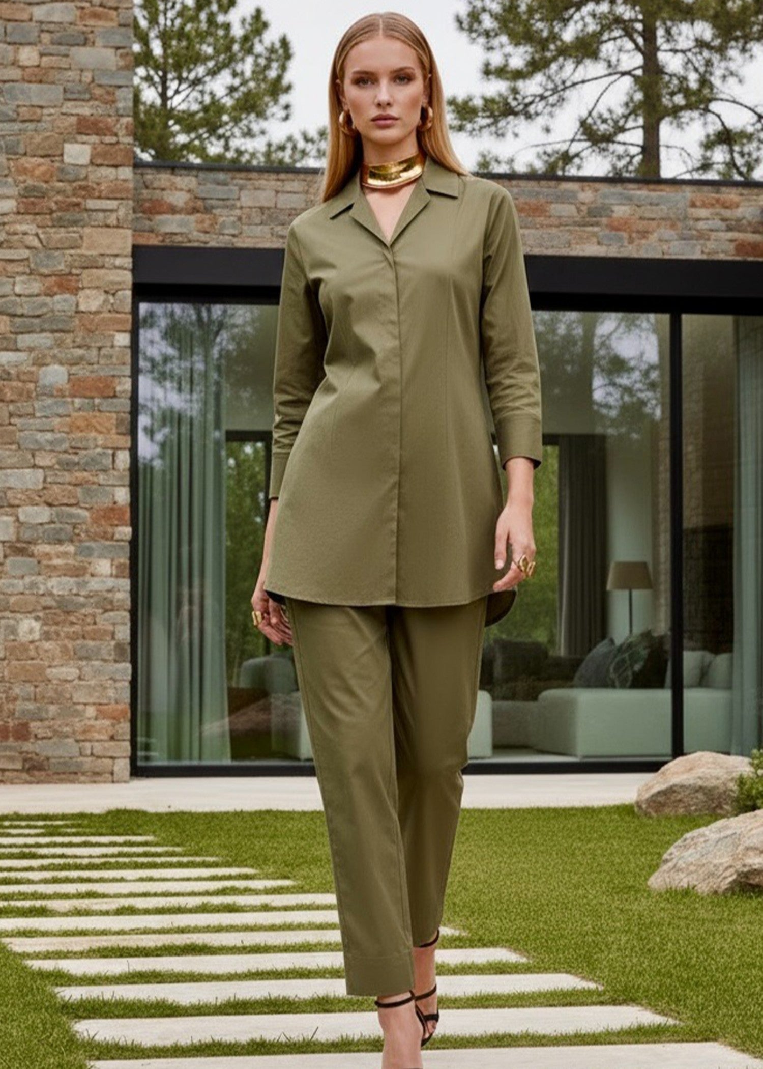 cambric Co ord Sets in Olive green