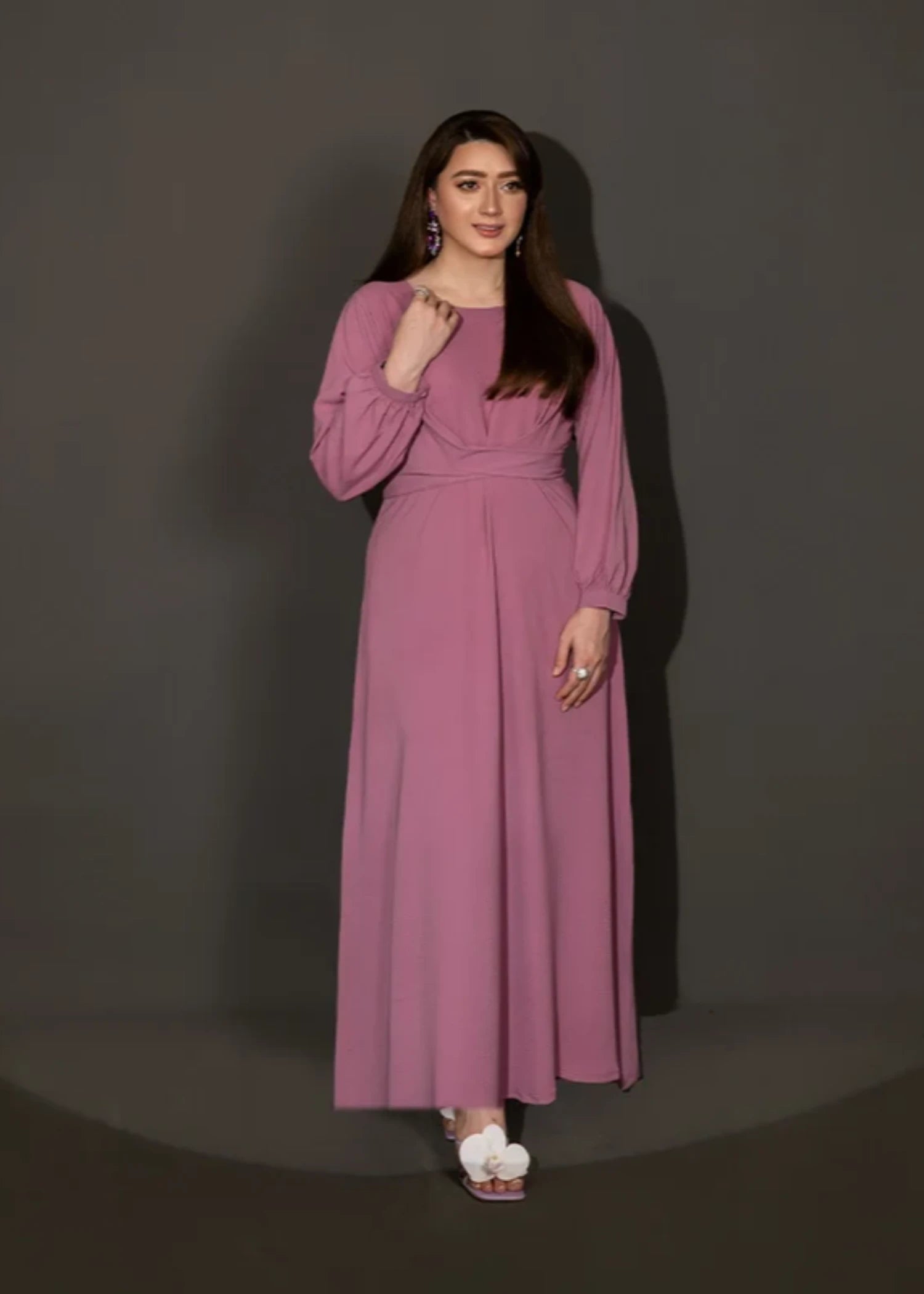 crepe Dress in Mauve