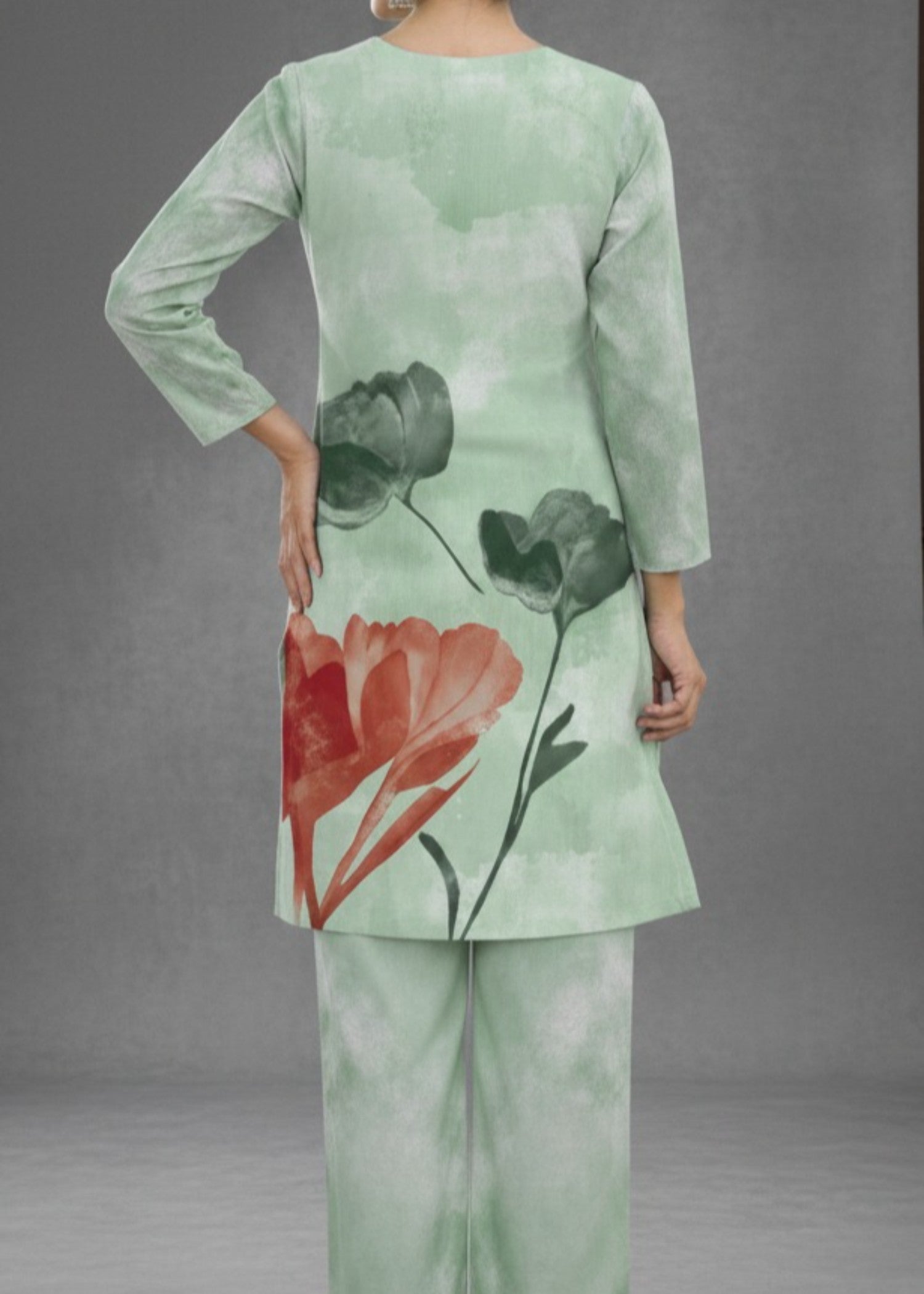 poly lawn Kurta Set in Mint green