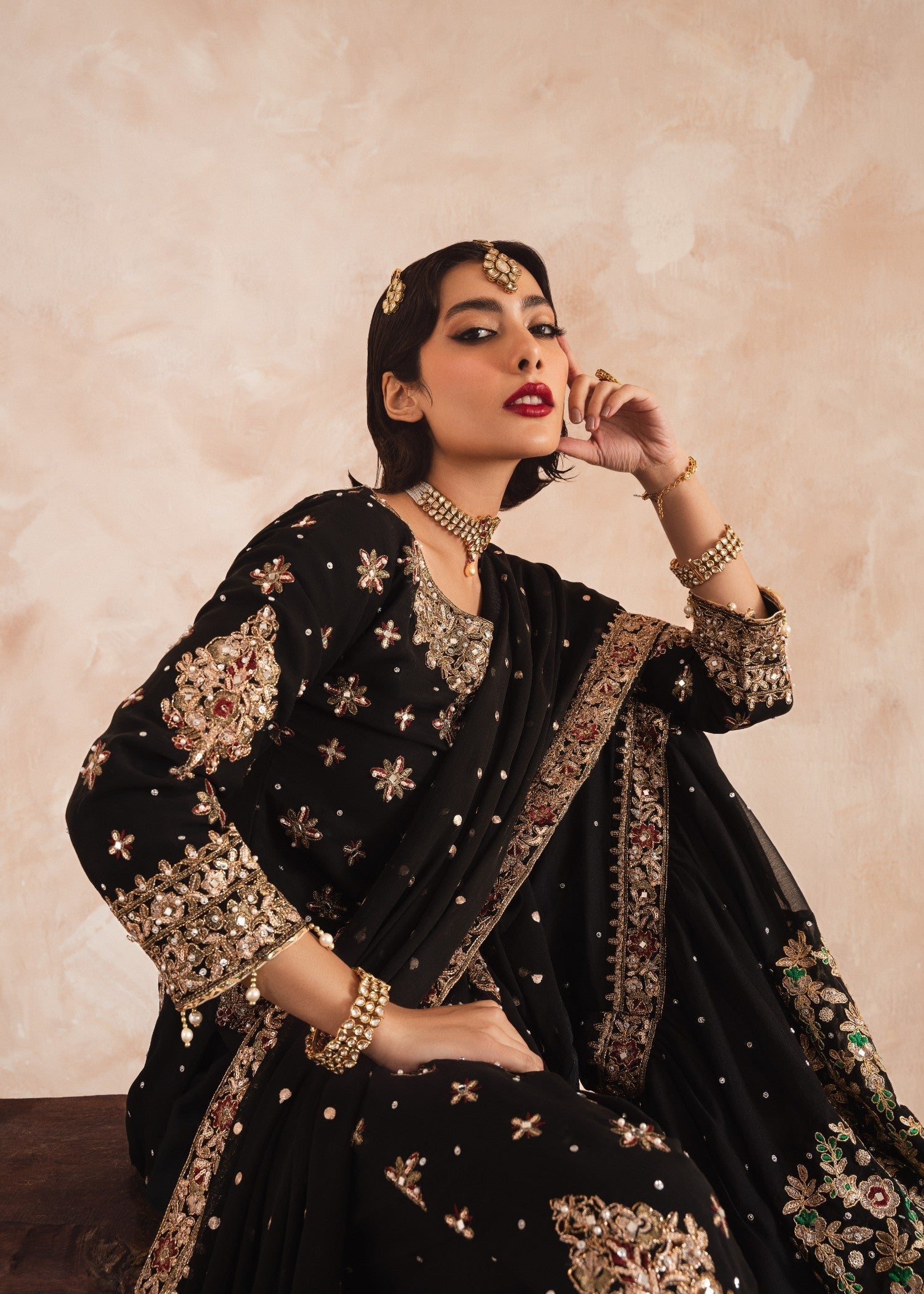 chiffon Gharara in Black