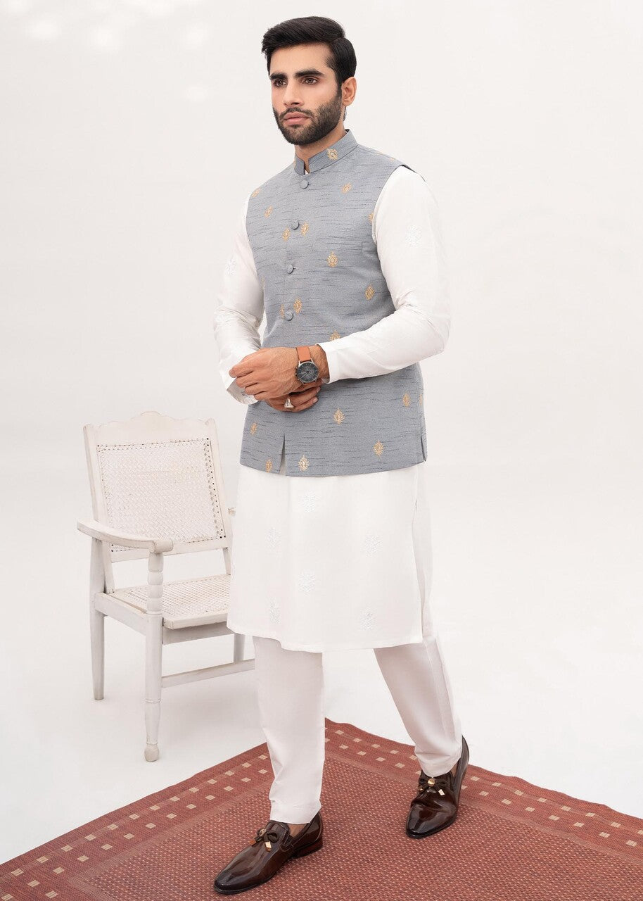 raw silk Waistcoat in Grey