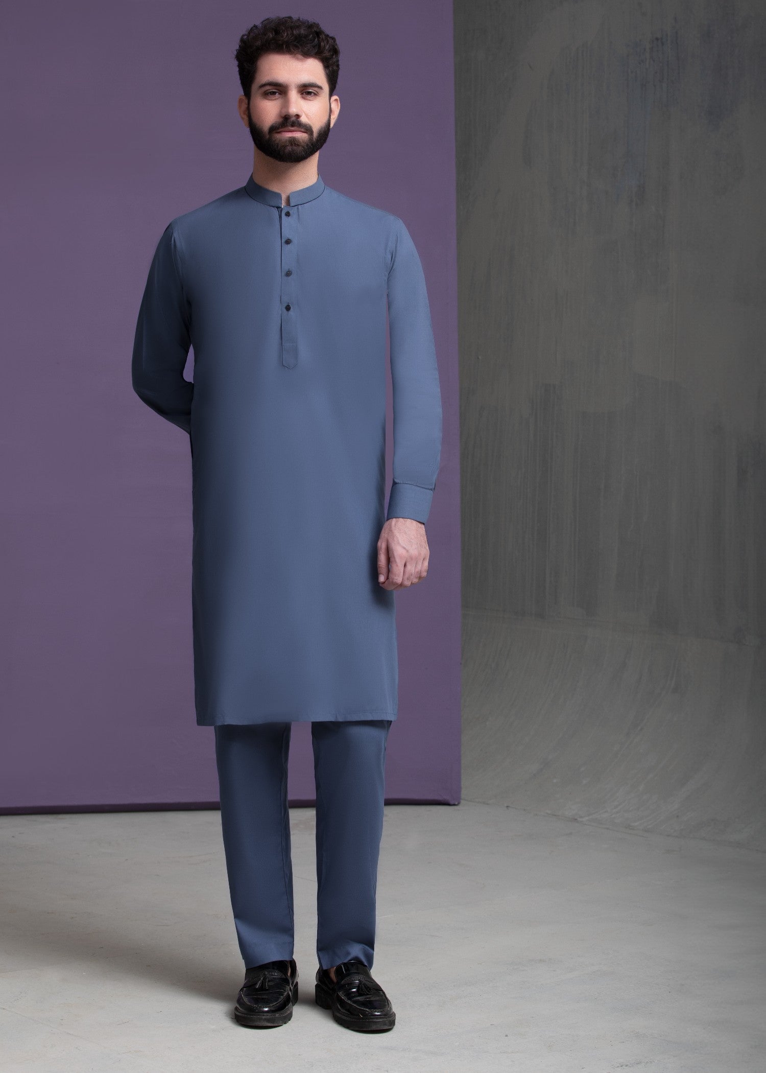 wash & wear Kurta Set in Ash grey