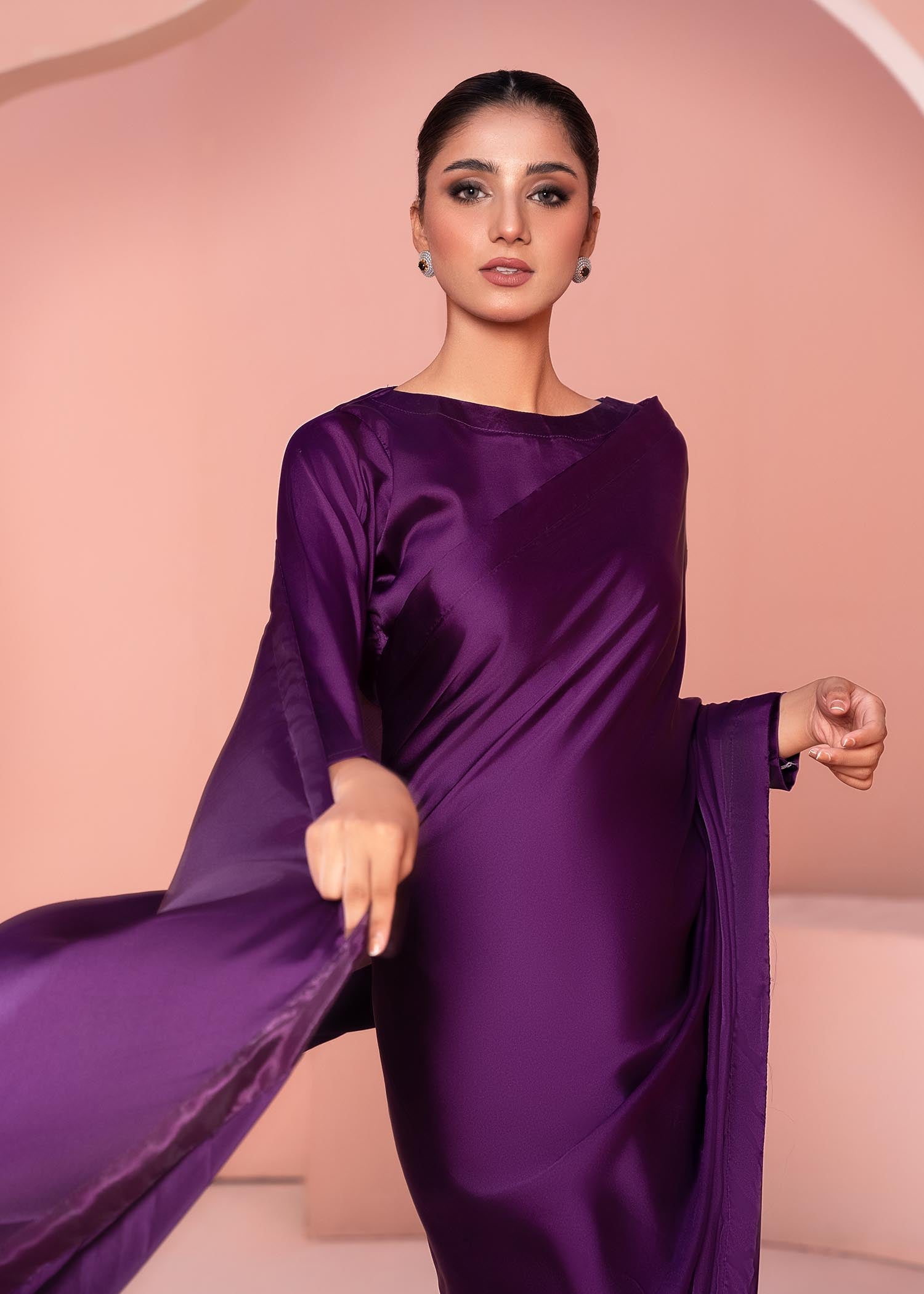 silk Saree in Plum