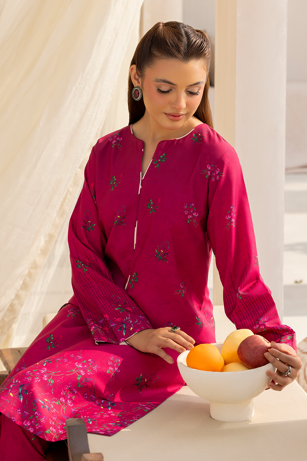 crepe Kurta Set in Pink
