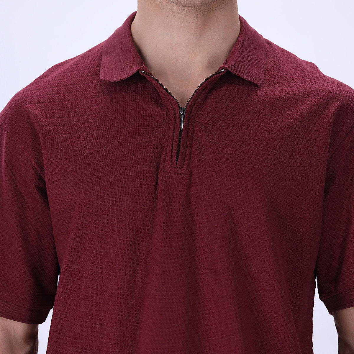 zari cotton Polo Shirt in Maroon
