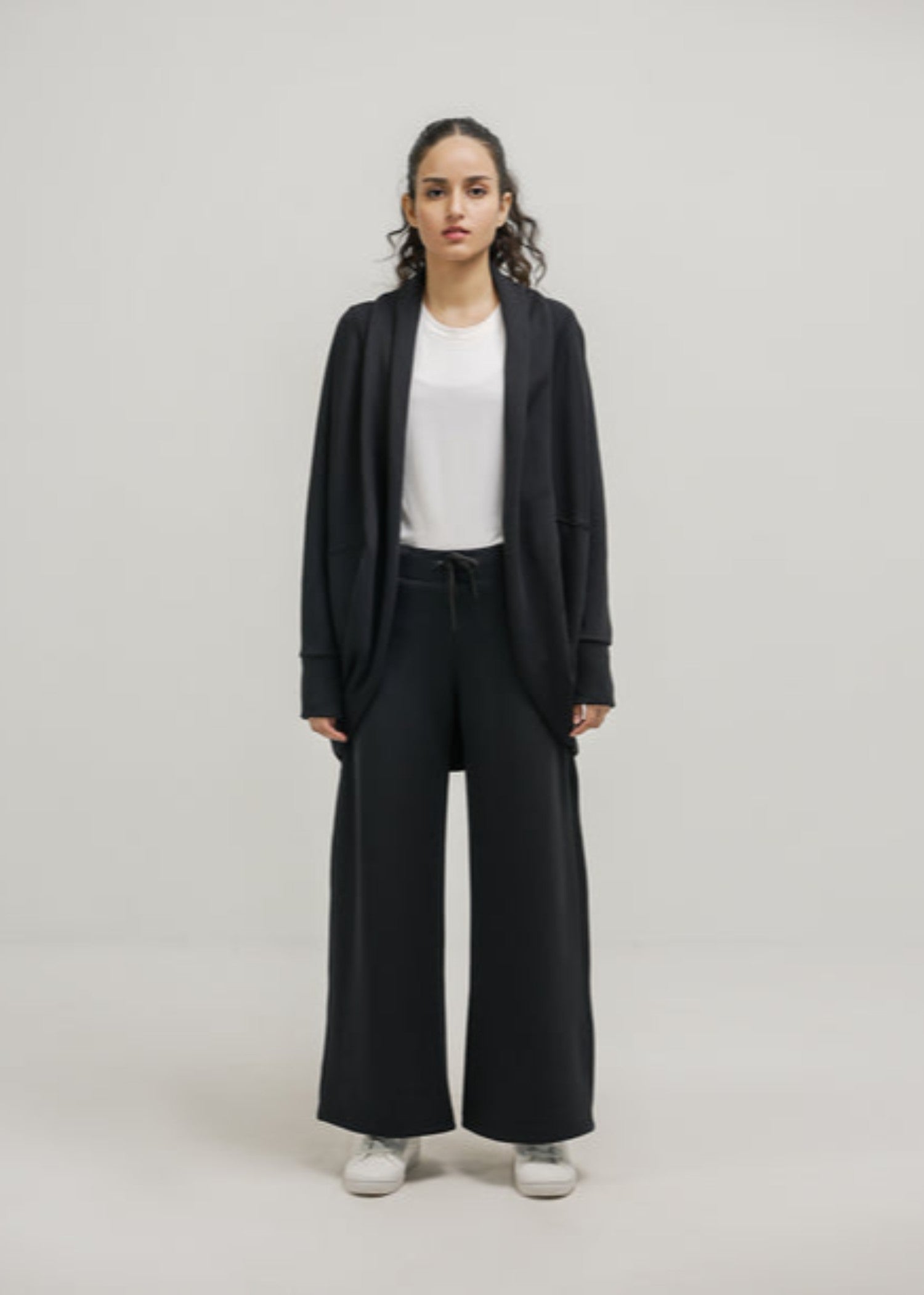 poly modal Cardigan in Black