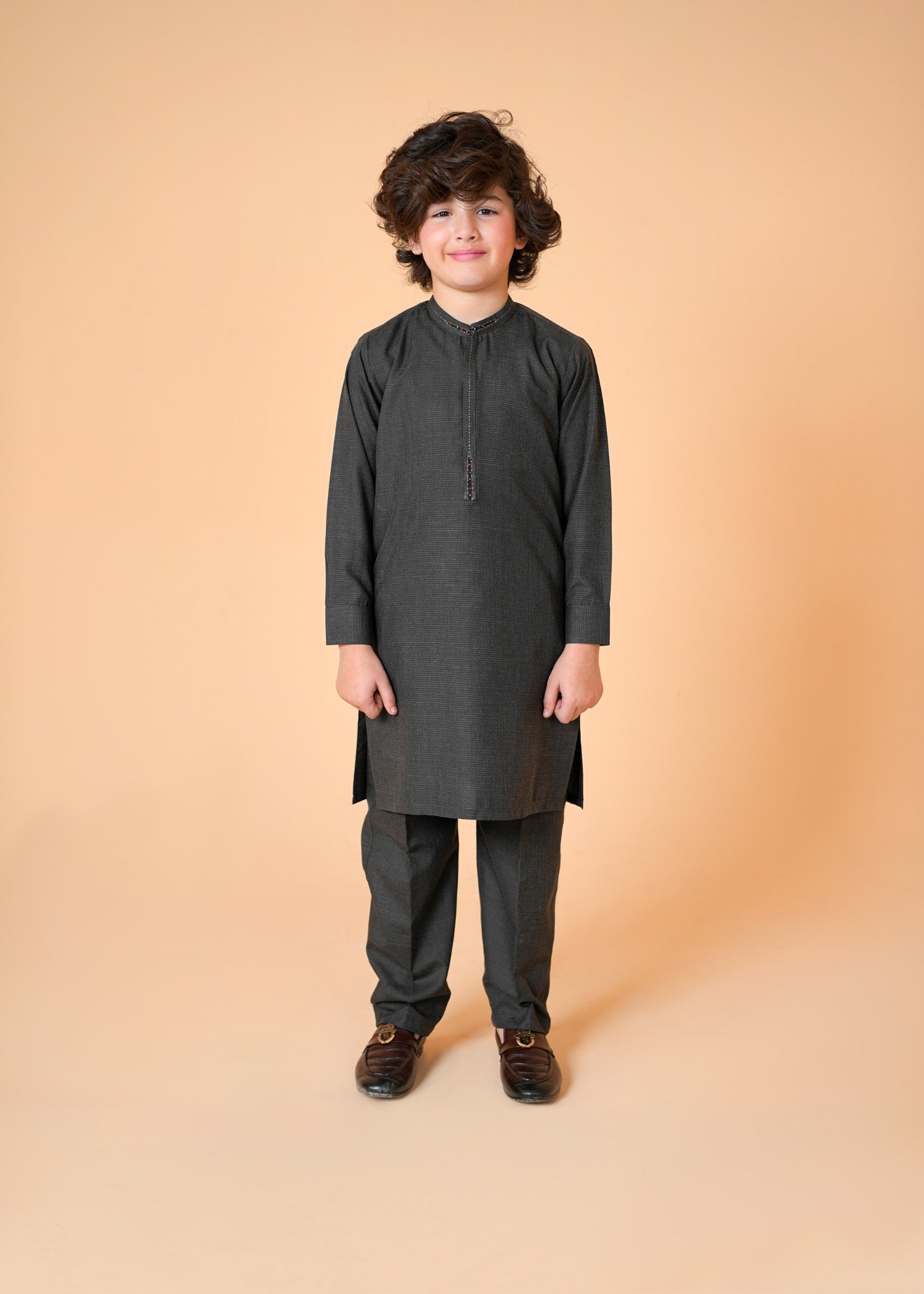 wash & wear Kurta Set in Charcoal black