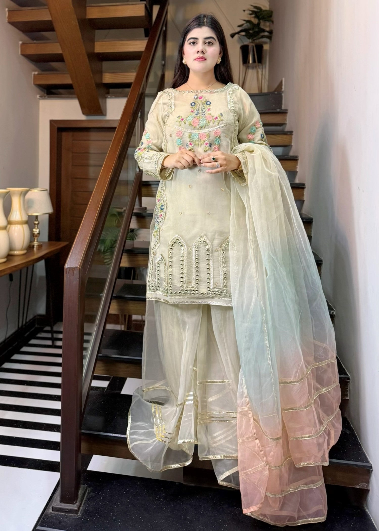 organza Sharara in Snow